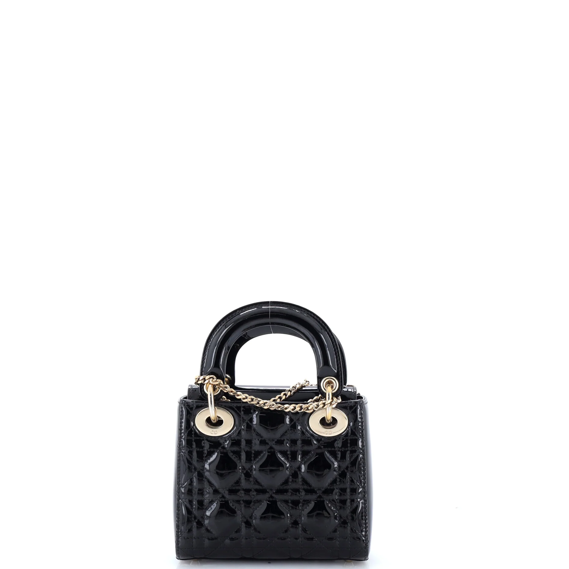 Lady Dior Chain Bag Cannage Quilt Patent Mini - Image 3