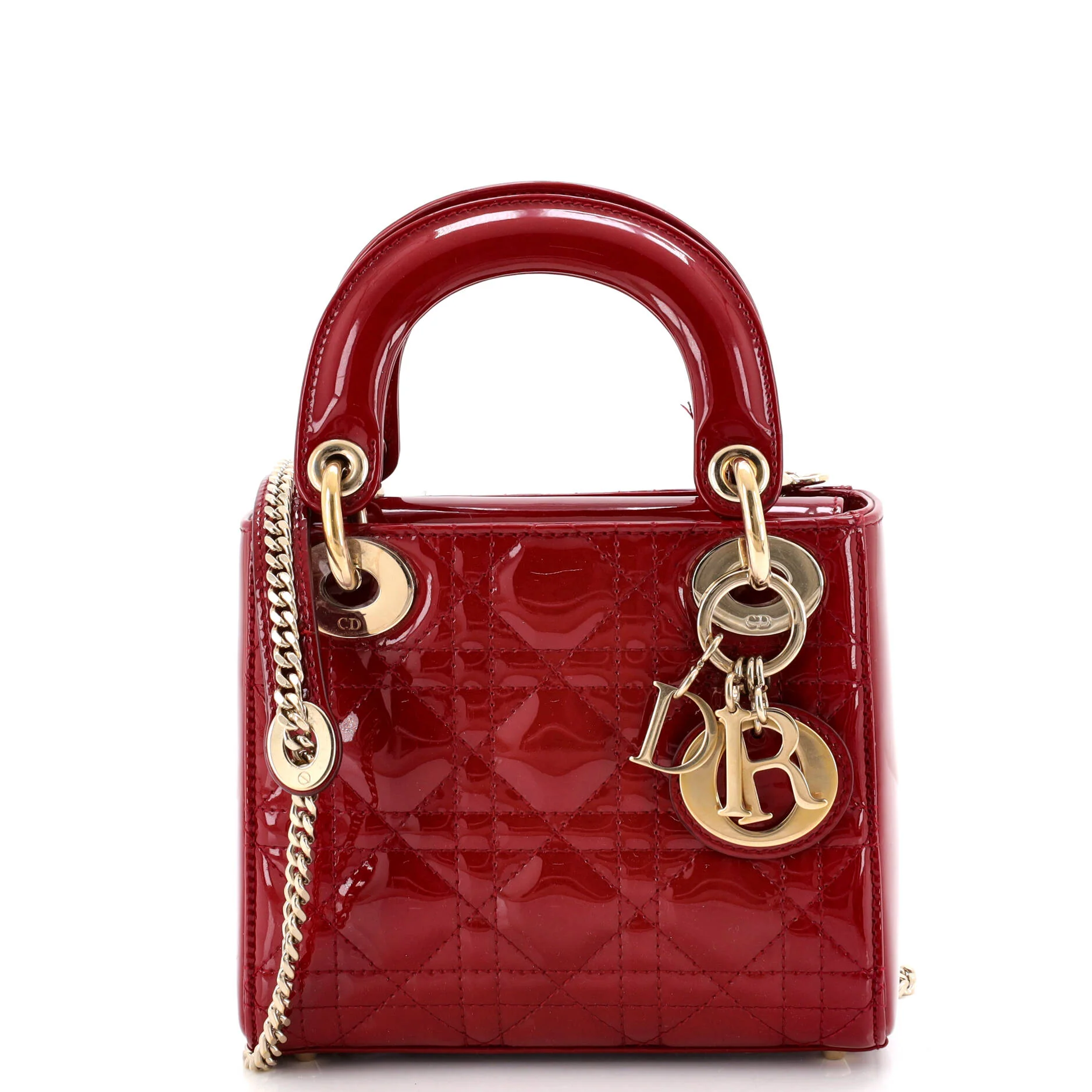 Lady Dior Chain Bag Cannage Quilt Patent Mini