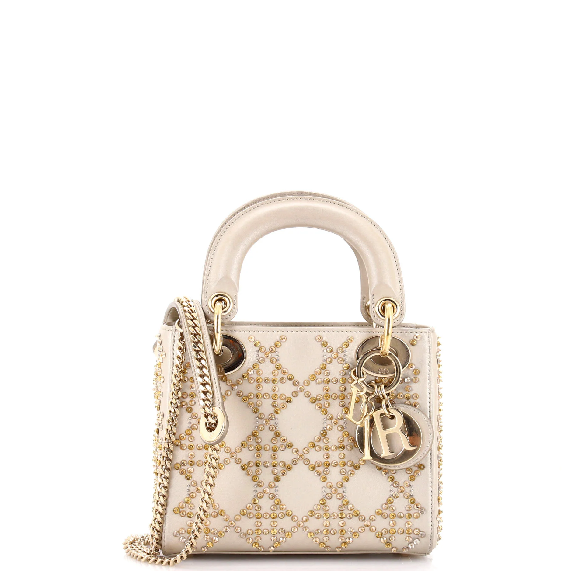 Lady Dior Chain Bag Crystal Embellished Cannage Quilt Leather Mini