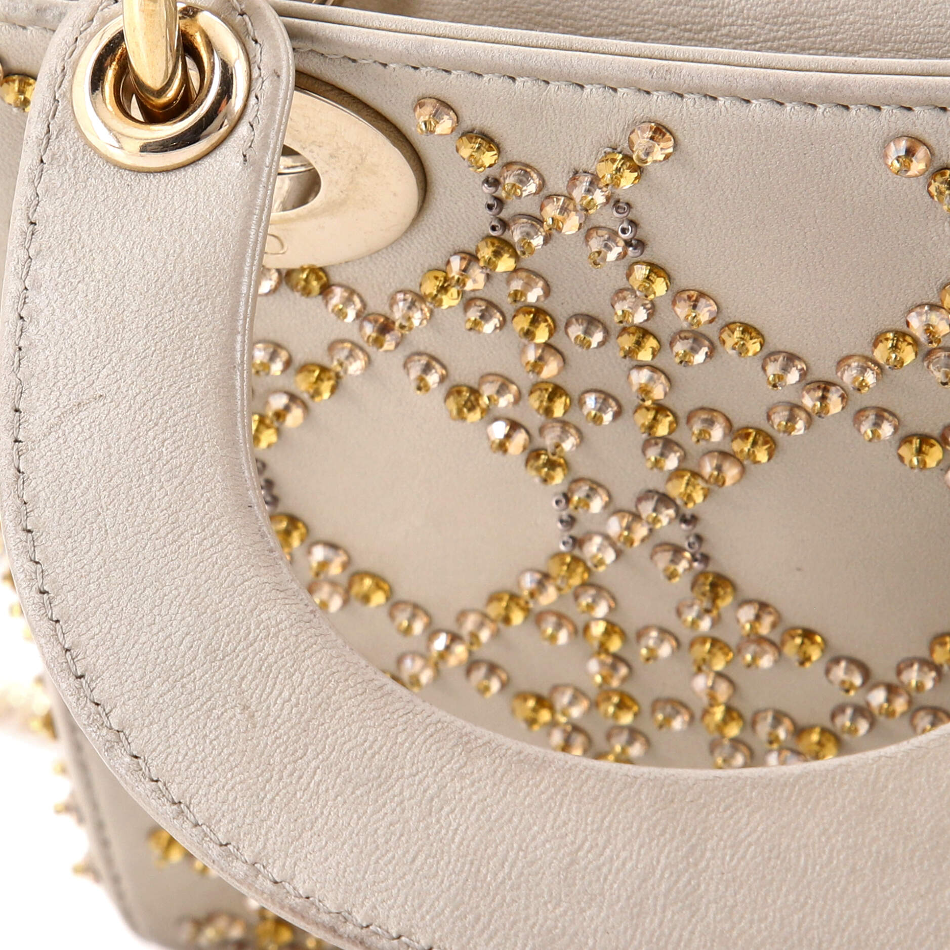 Lady Dior Chain Bag Crystal Embellished Cannage Quilt Leather Mini - Image 7