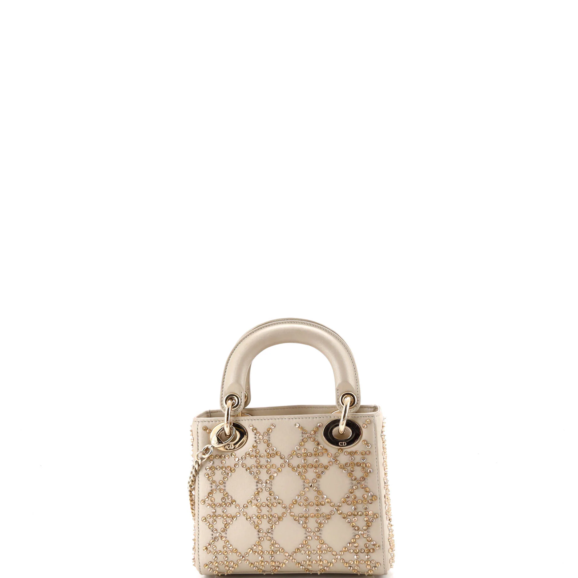 Lady Dior Chain Bag Crystal Embellished Cannage Quilt Leather Mini - Image 3