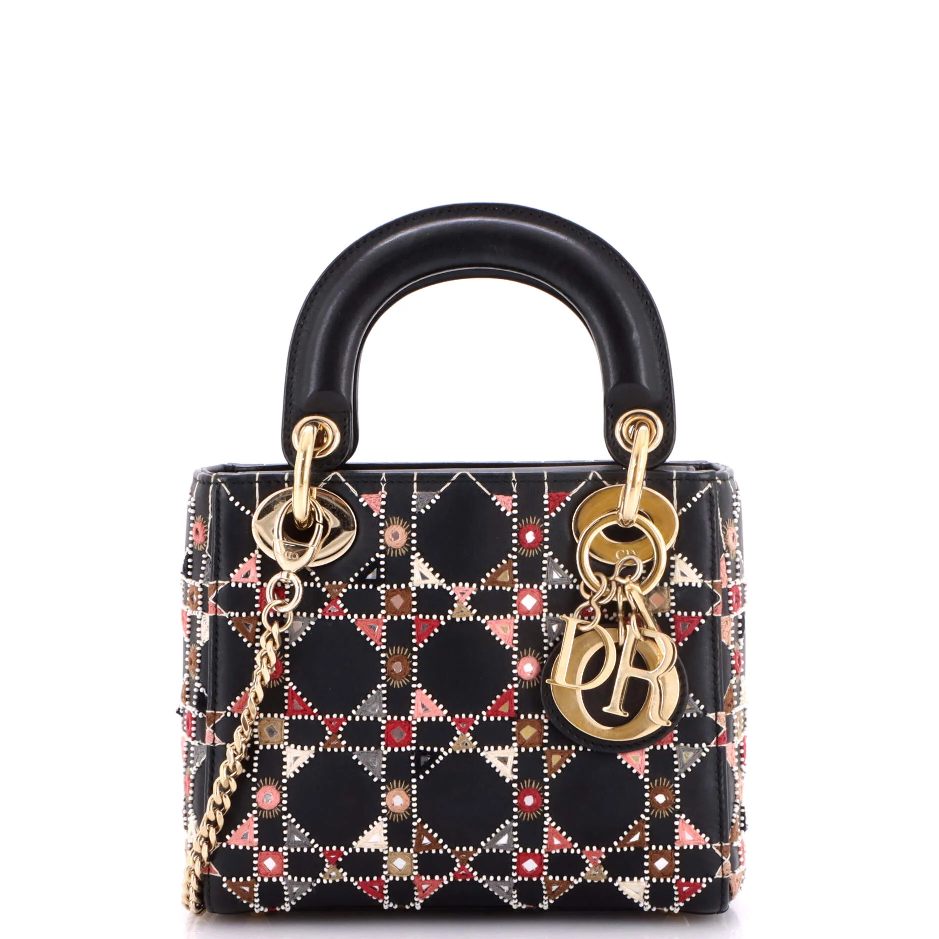 Lady Dior Chain Bag Embroidered Calfskin Mini