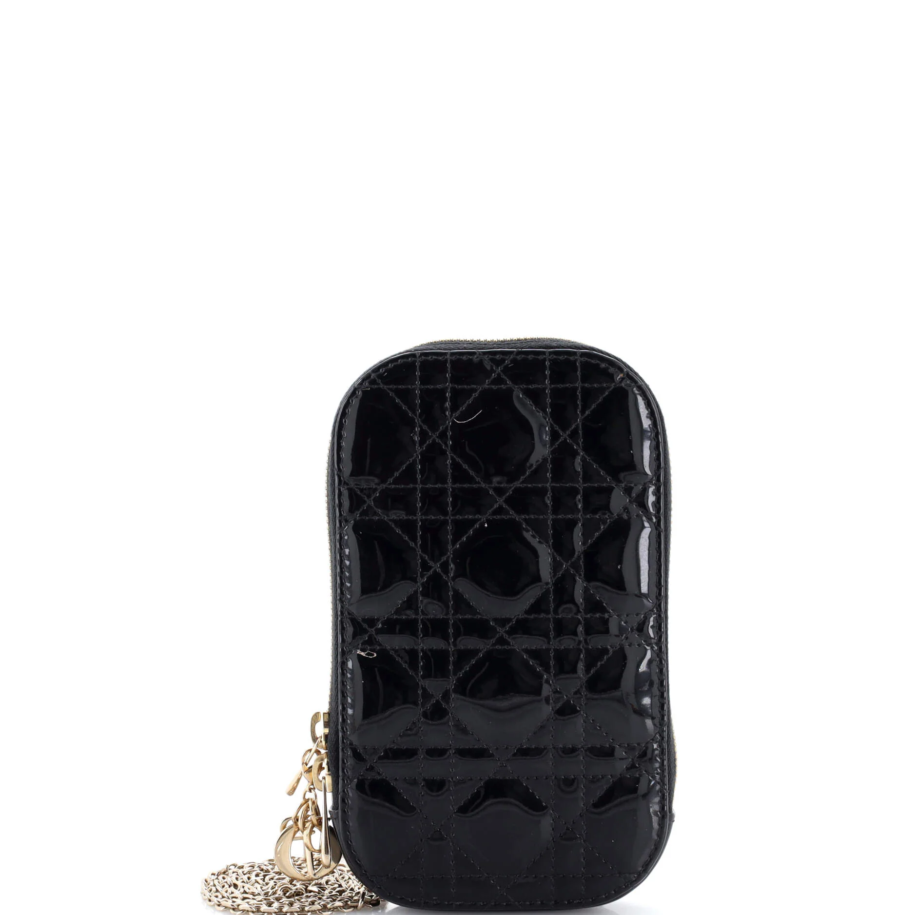 Lady Dior Phone Holder on Chain Cannage Quilt Patent