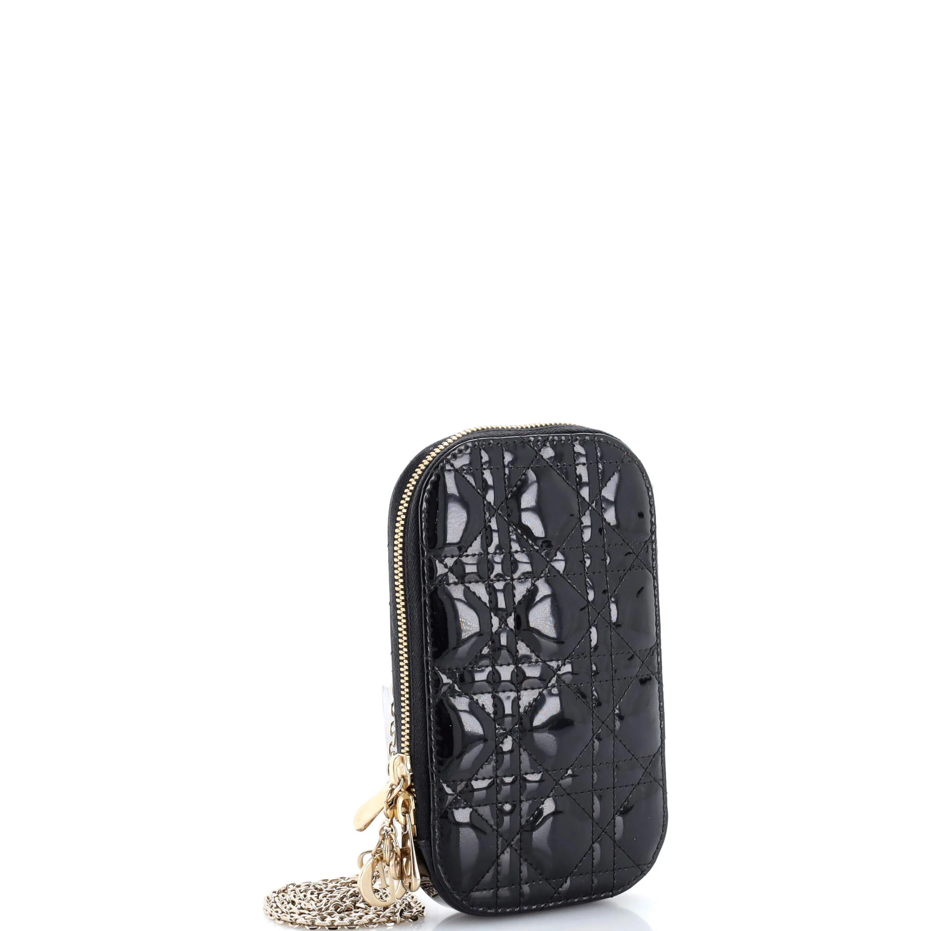 Lady Dior Phone Holder on Chain Cannage Quilt Patent - Image 2