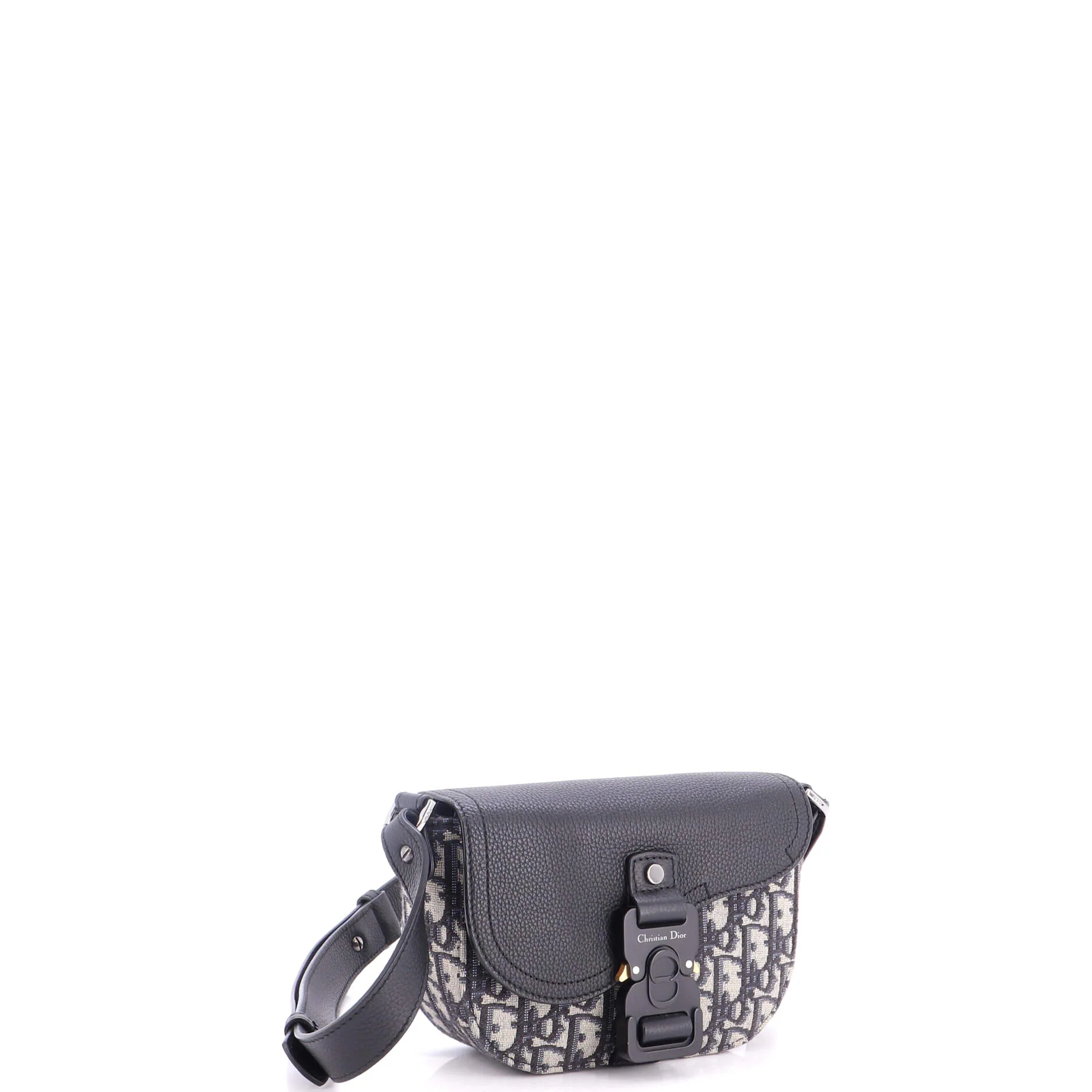 Saddle Buckle Flap Messenger Bag Oblique Canvas and Leather Mini - Image 2