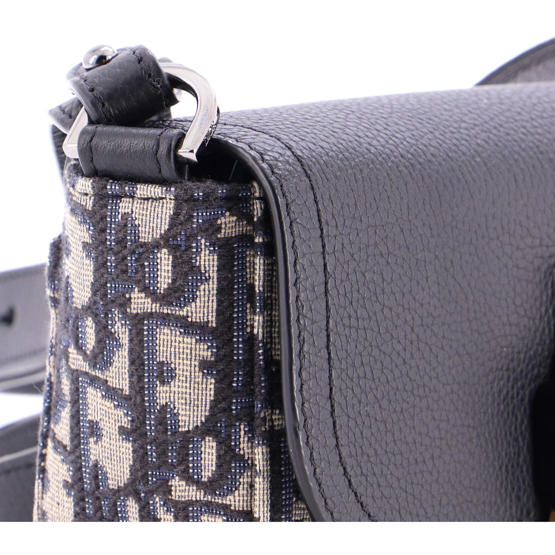 Saddle Buckle Flap Messenger Bag Oblique Canvas and Leather Mini - Image 6