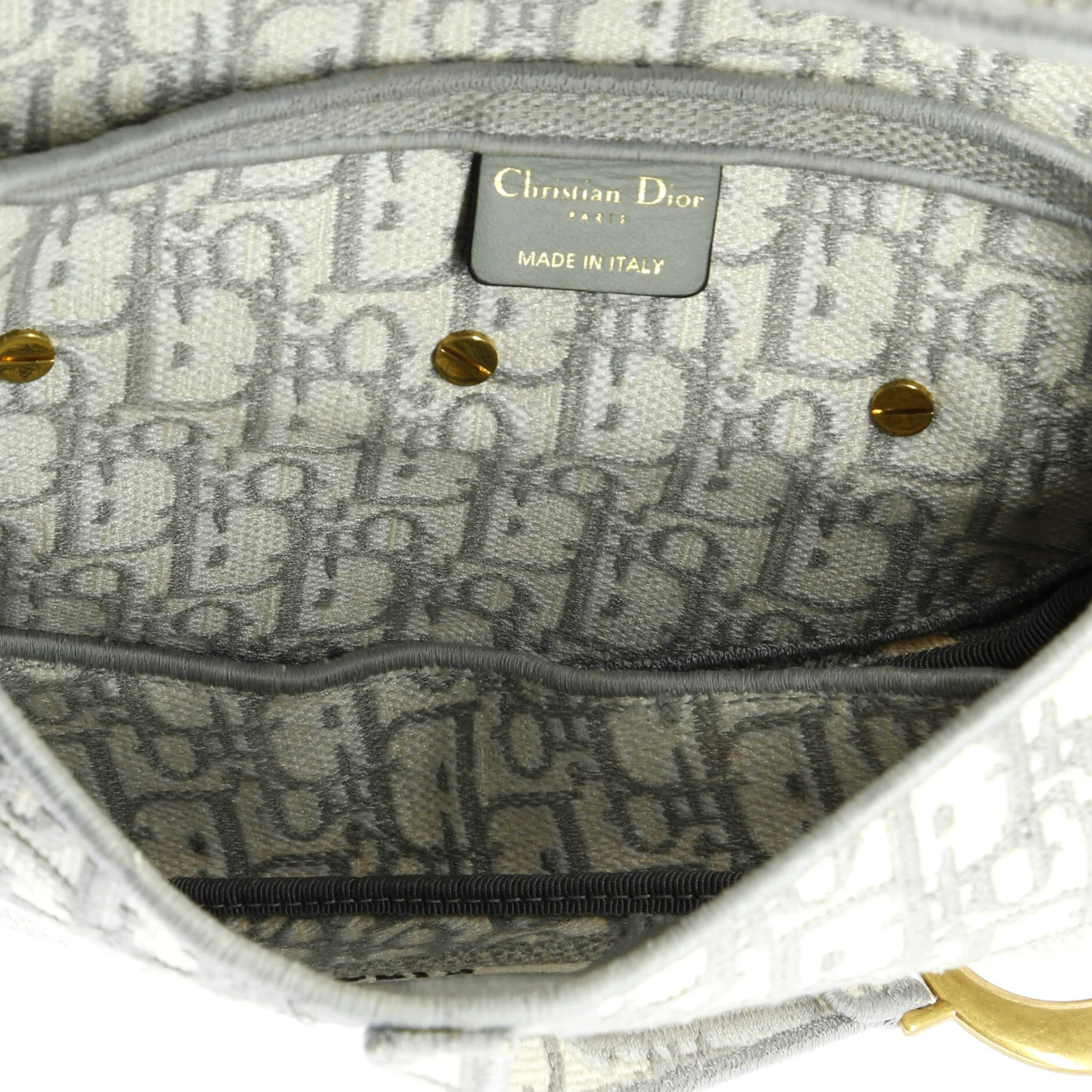 Saddle Handbag Logo Embroidered Oblique Canvas Medium - Image 5