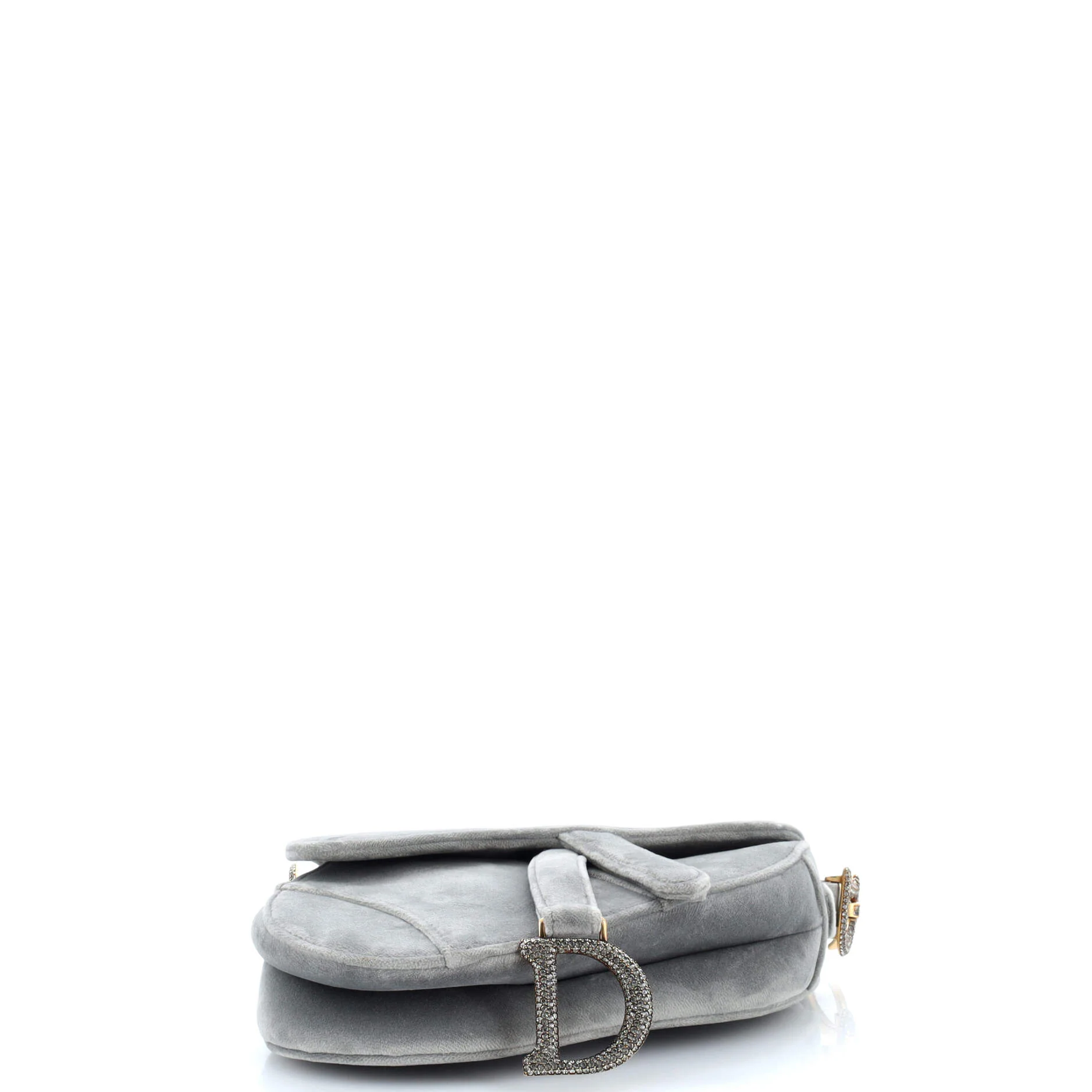 Saddle Handbag Velvet with Crystals Mini - Image 4