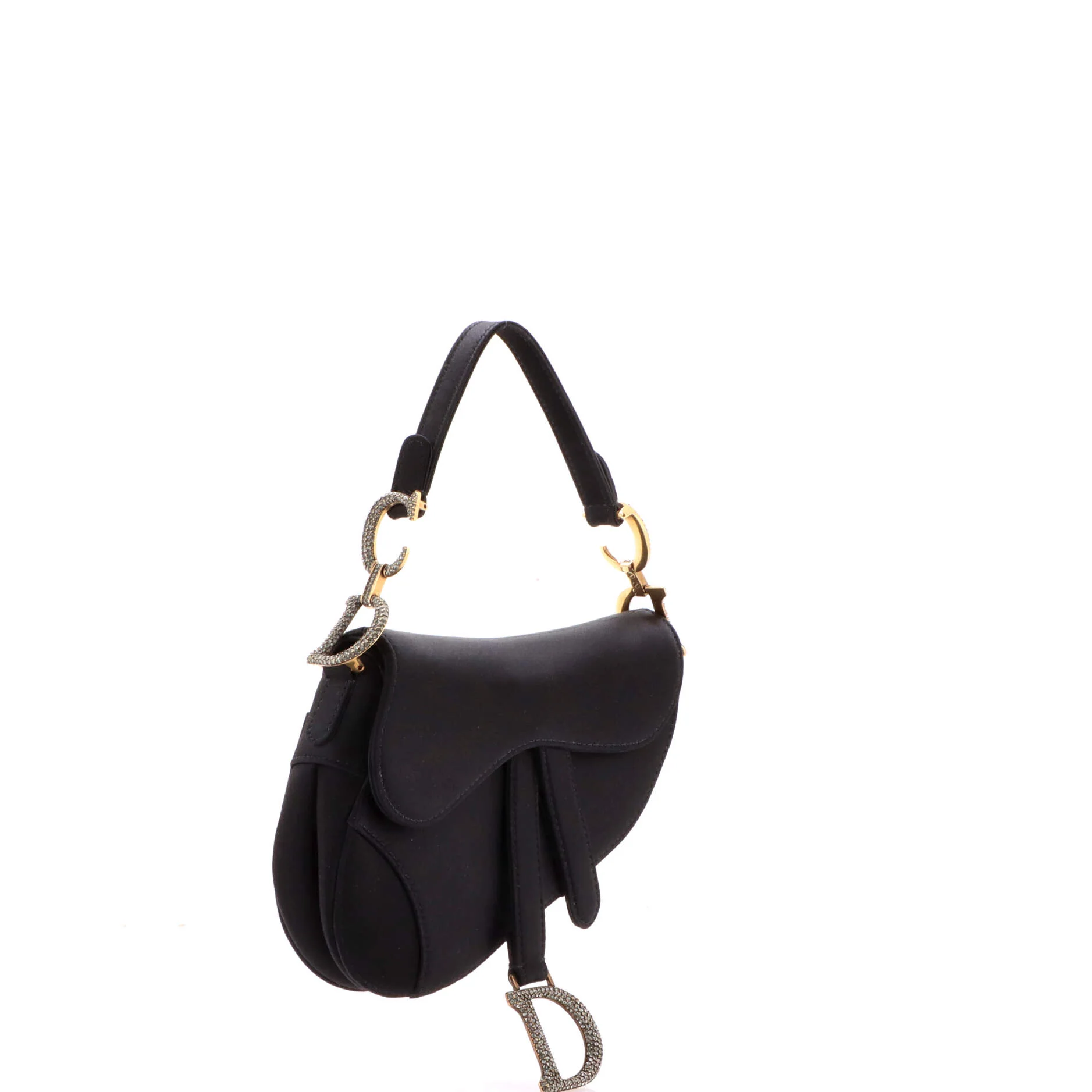 Saddle Handbag Velvet with Crystals Mini - Image 2