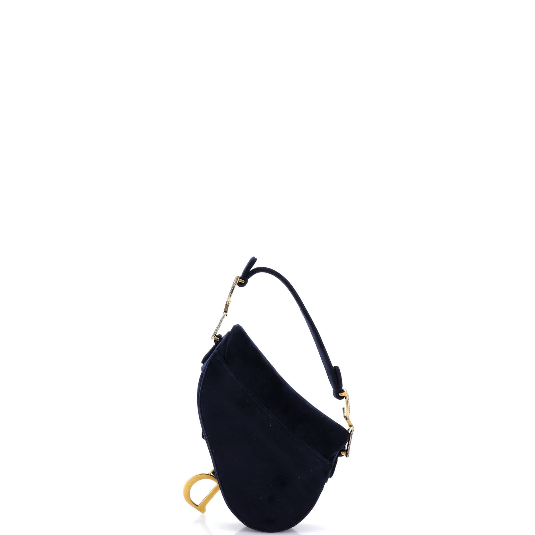 Saddle Handbag Velvet with Crystals Mini - Image 3