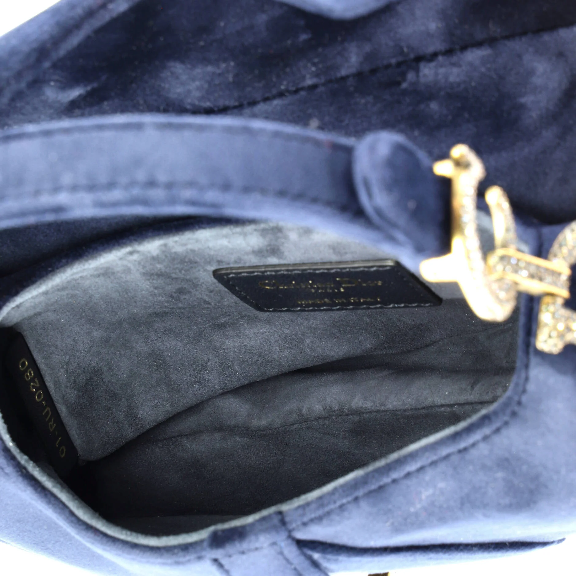 Saddle Handbag Velvet with Crystals Mini - Image 5