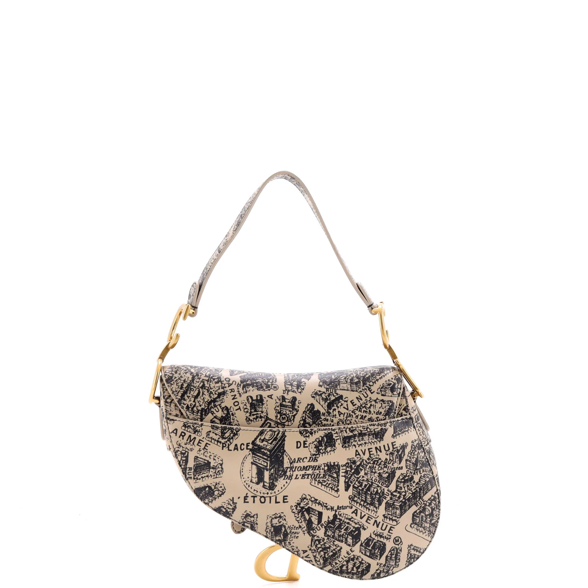 Saddle Handbag with Strap Printed Leather Medium - Image 3
