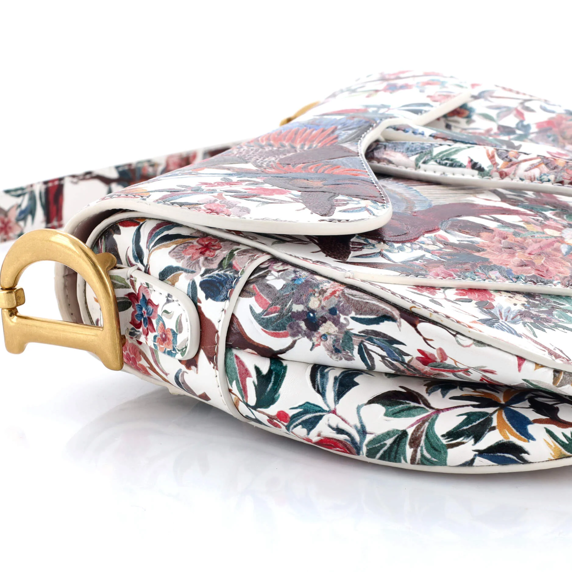 Saddle Handbag with Strap Printed Leather Medium - Image 6