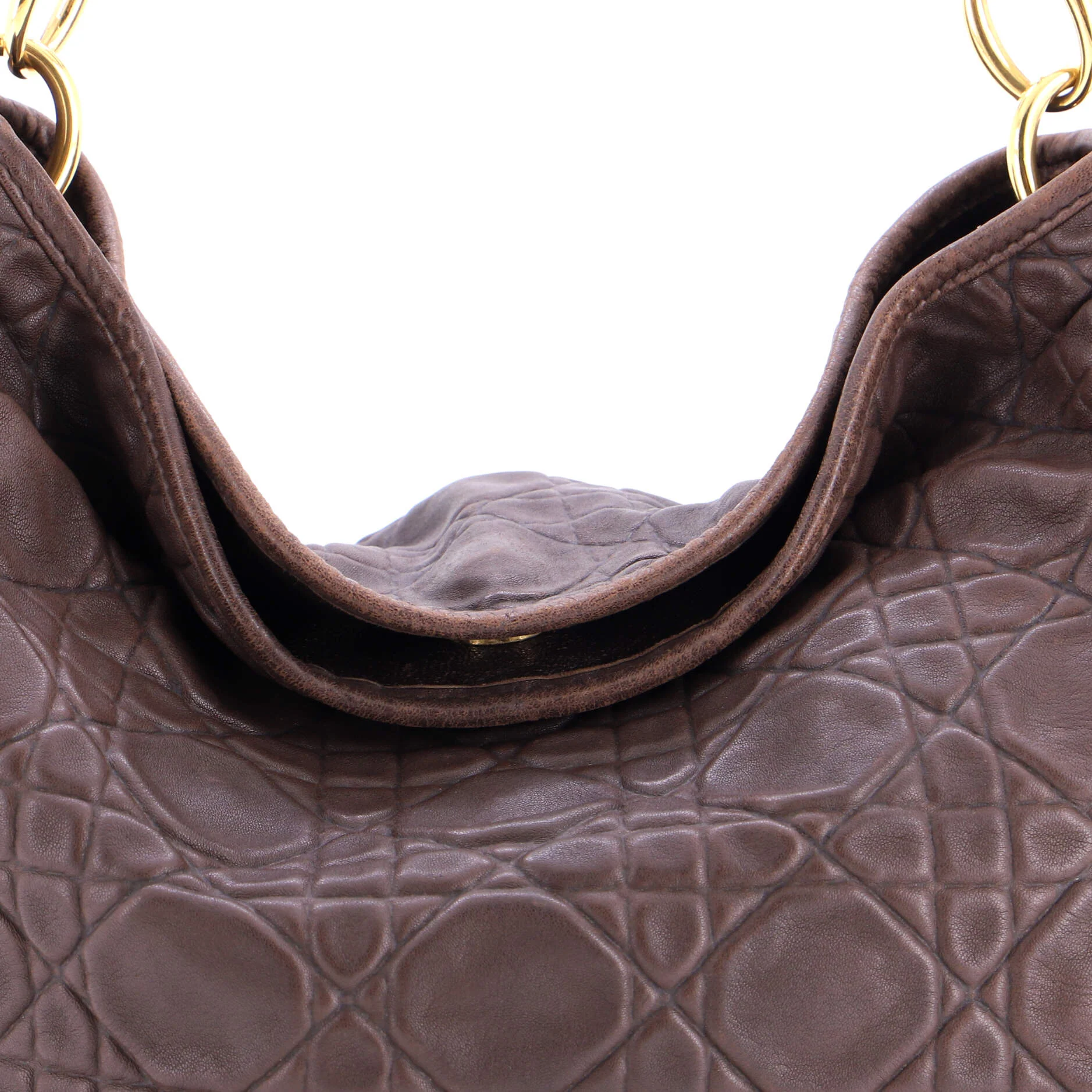 Soft Lady Chain Hobo Cannage Quilt Leather Medium - Image 6