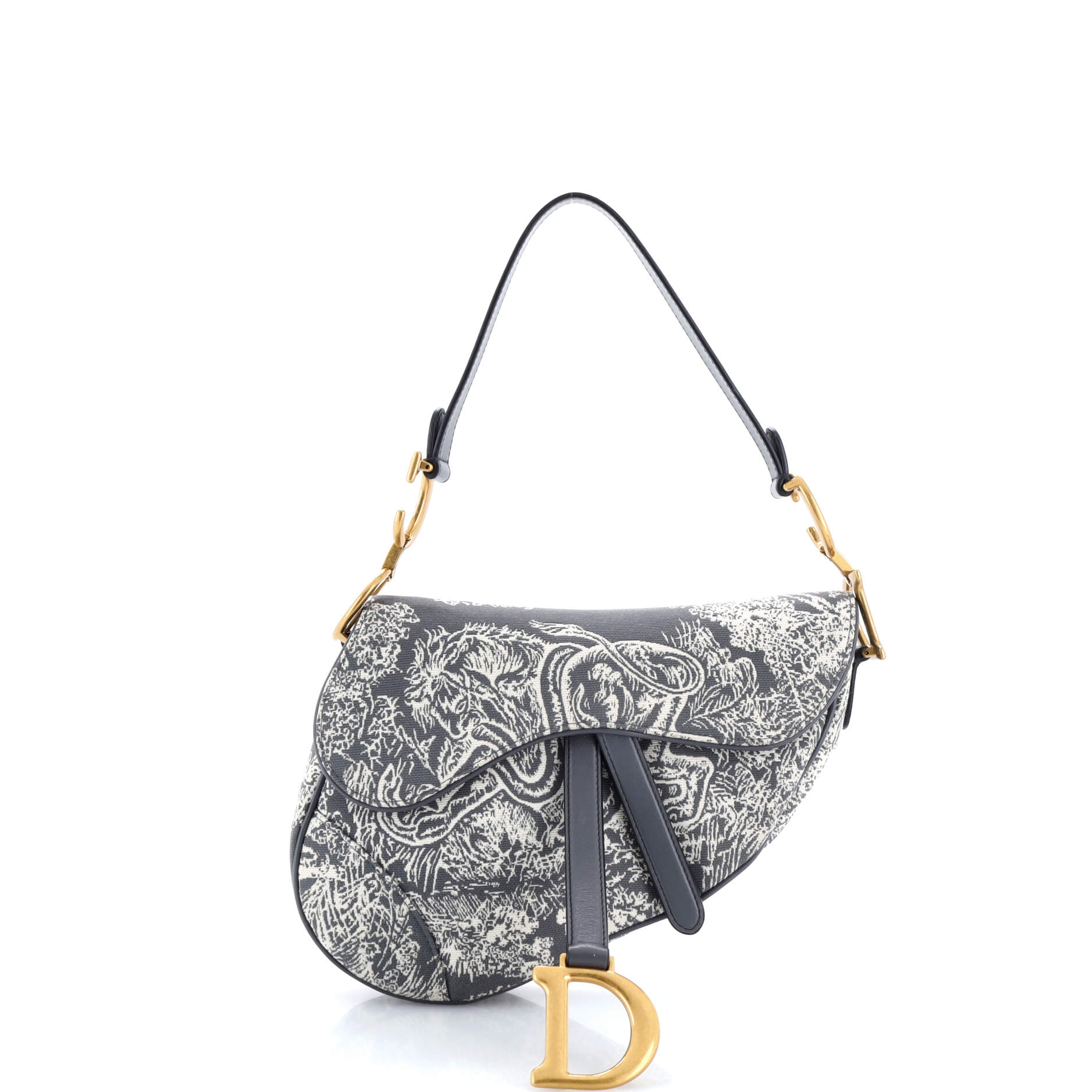 Toile De Jouy Saddle Bag Embroidered Canvas Medium