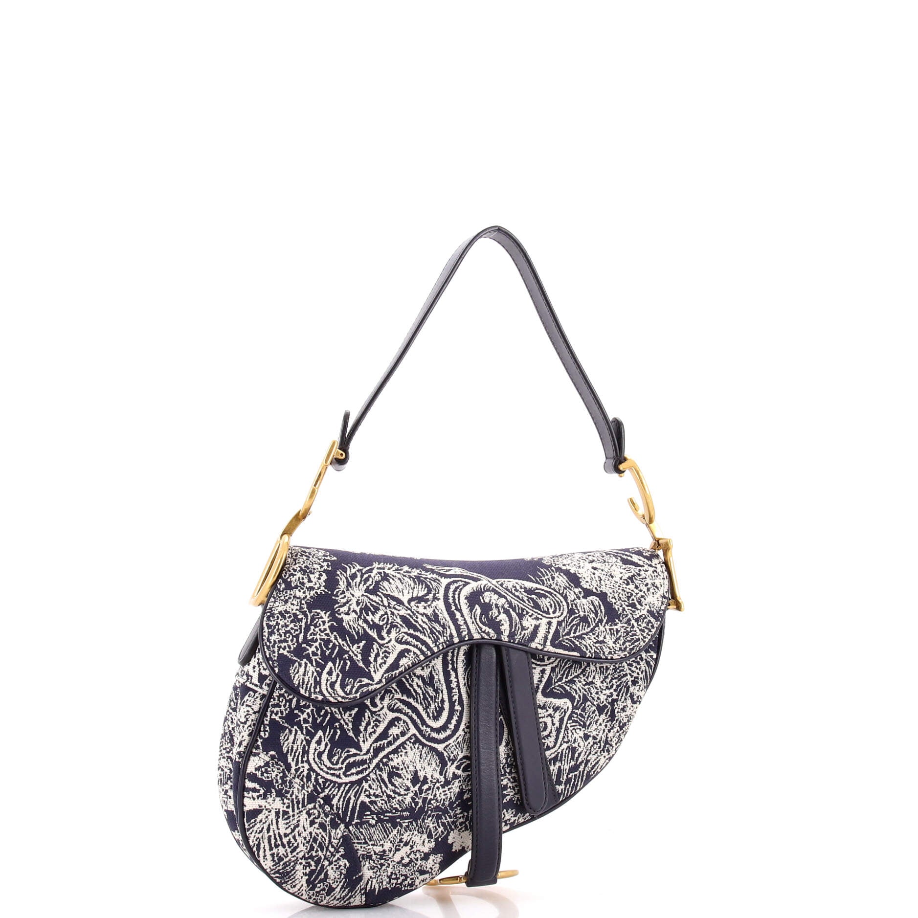 Toile De Jouy Saddle Bag Embroidered Canvas Medium - Image 2