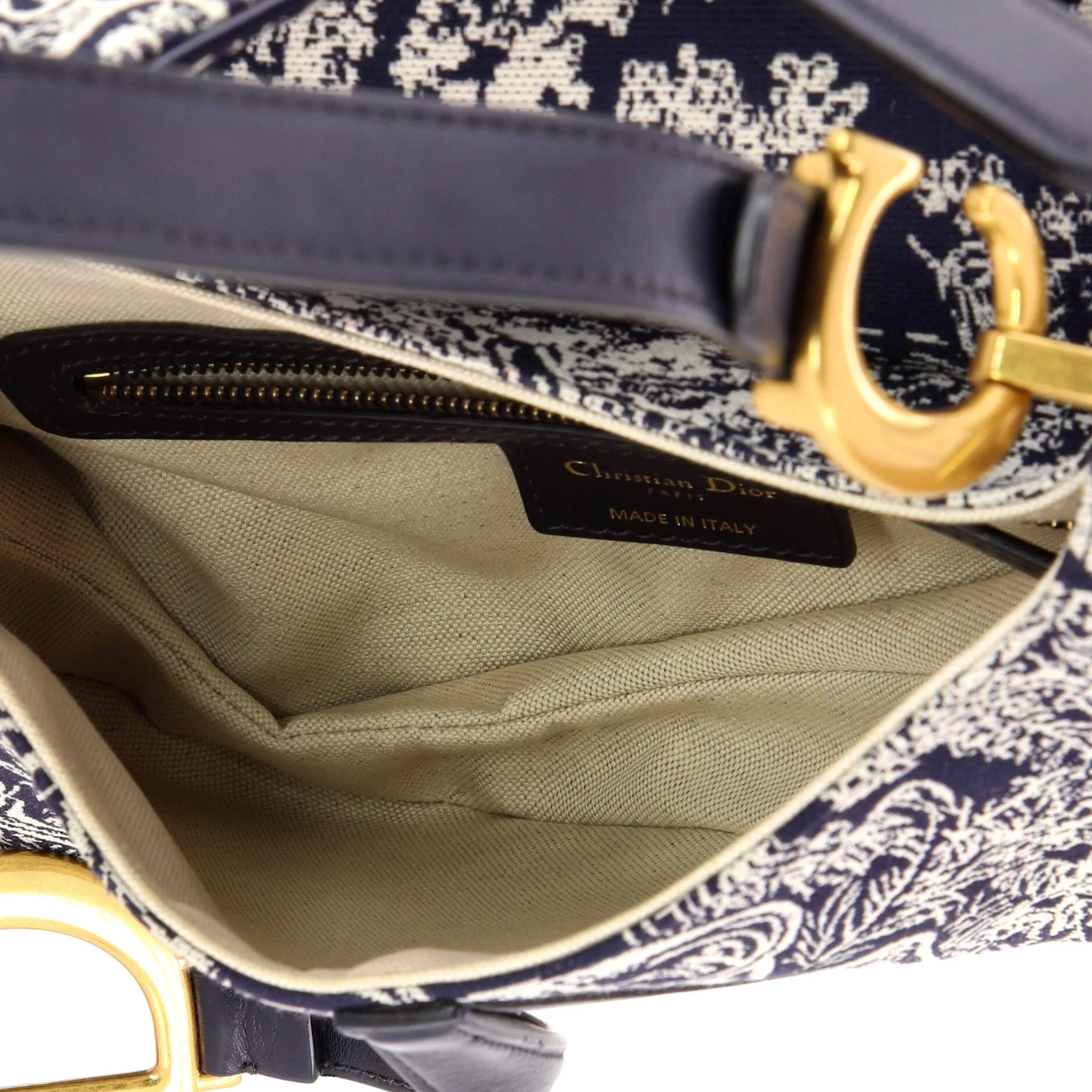 Toile De Jouy Saddle Bag Embroidered Canvas Medium - Image 5