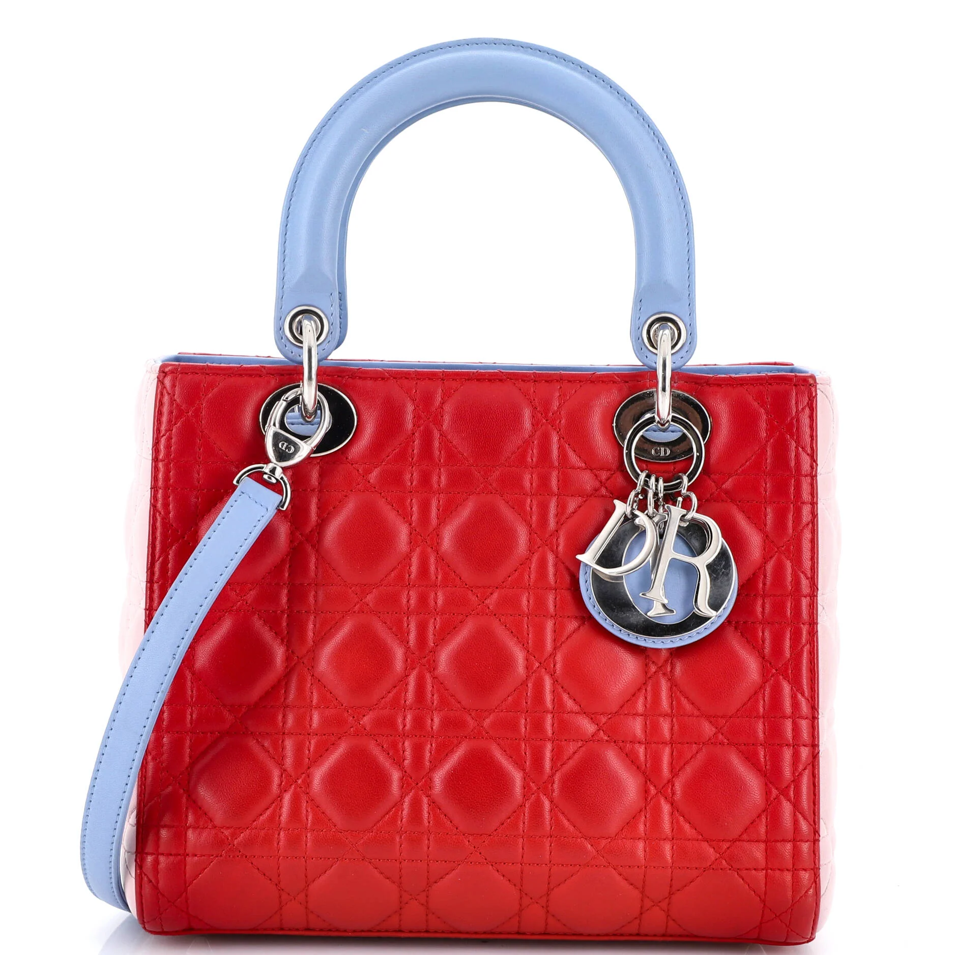 Tricolor Lady Dior Bag Cannage Quilt Lambskin Medium