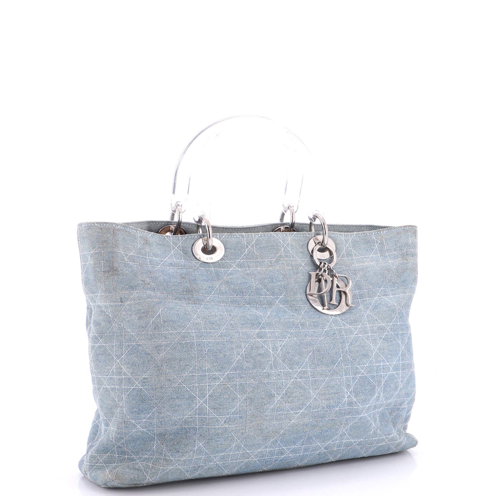 Vintage Lady Dior Bag Cannage Quilt Denim Large - Image 2