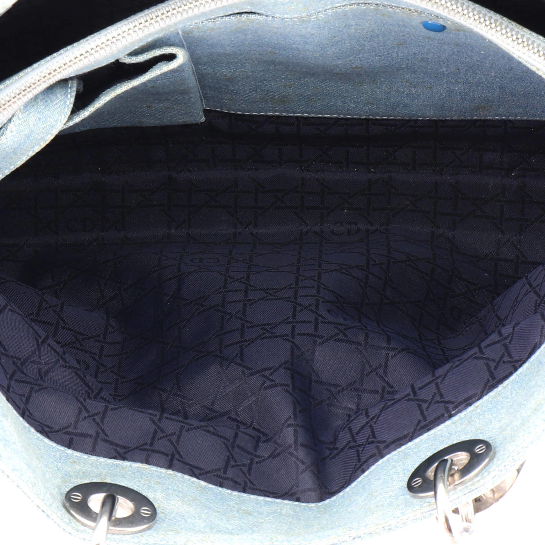 Vintage Lady Dior Bag Cannage Quilt Denim Large - Image 4