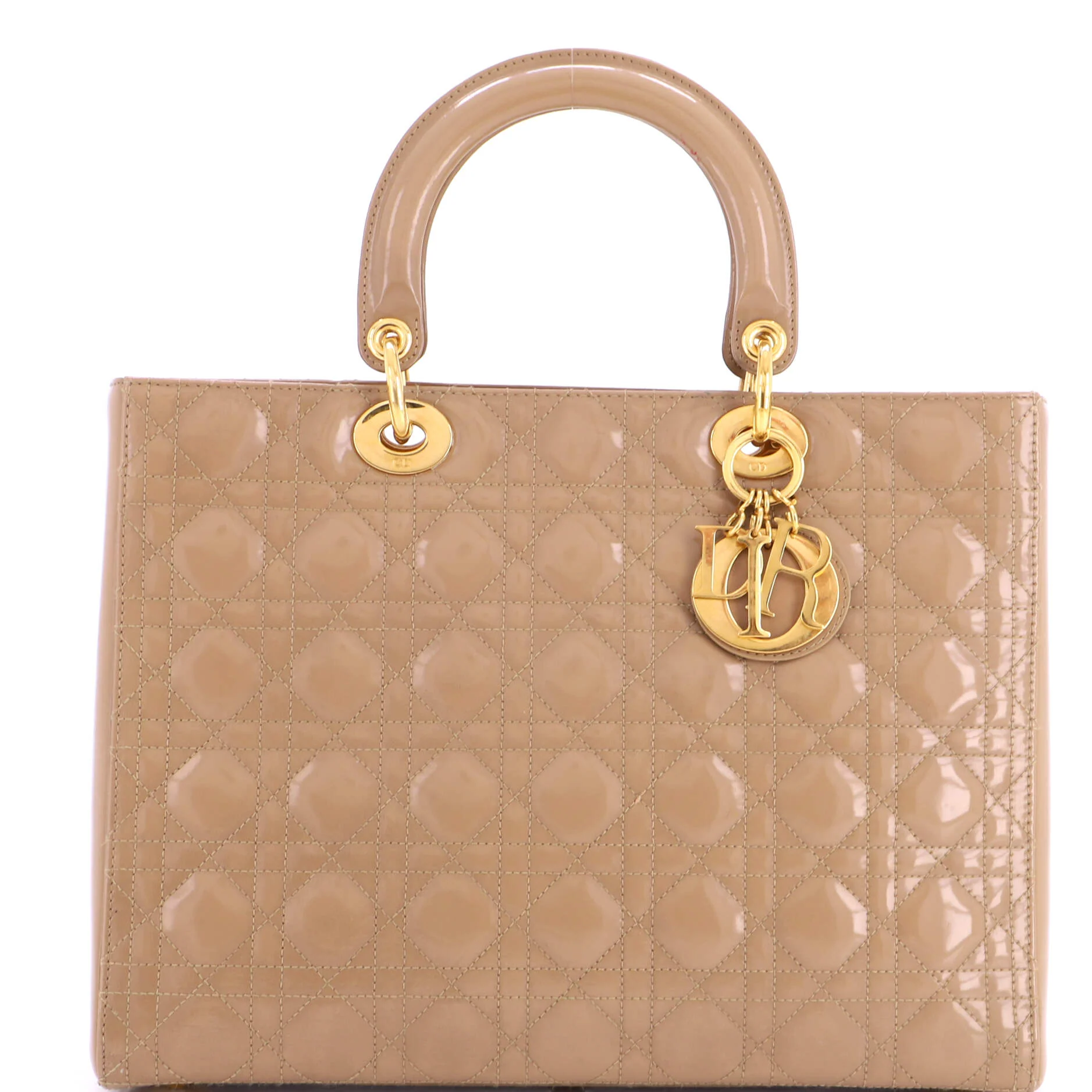 Vintage Lady Dior Bag Cannage Quilt Patent Large