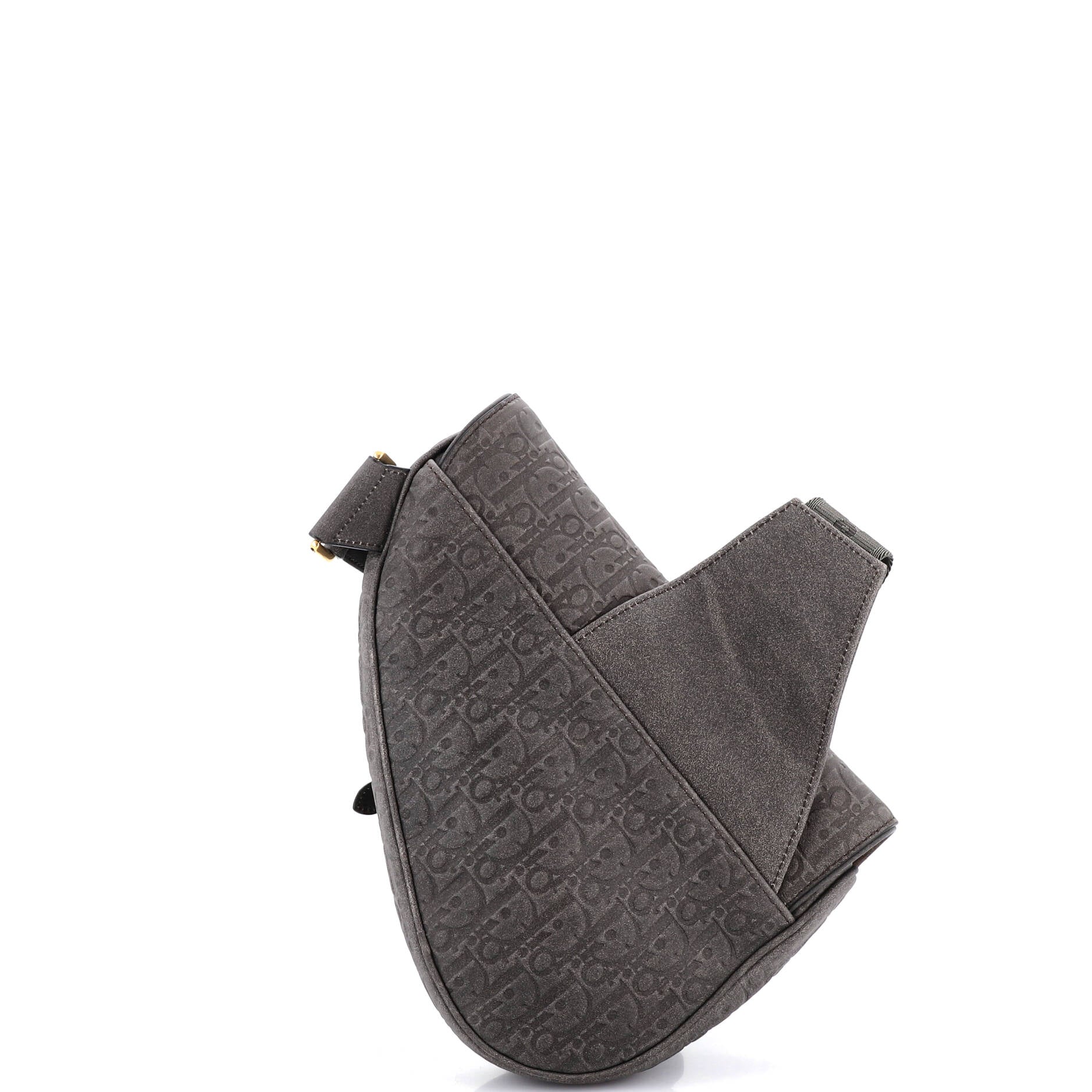 x Denim Tears Saddle Crossbody Bag Oblique Suede with Shearling - Image 3