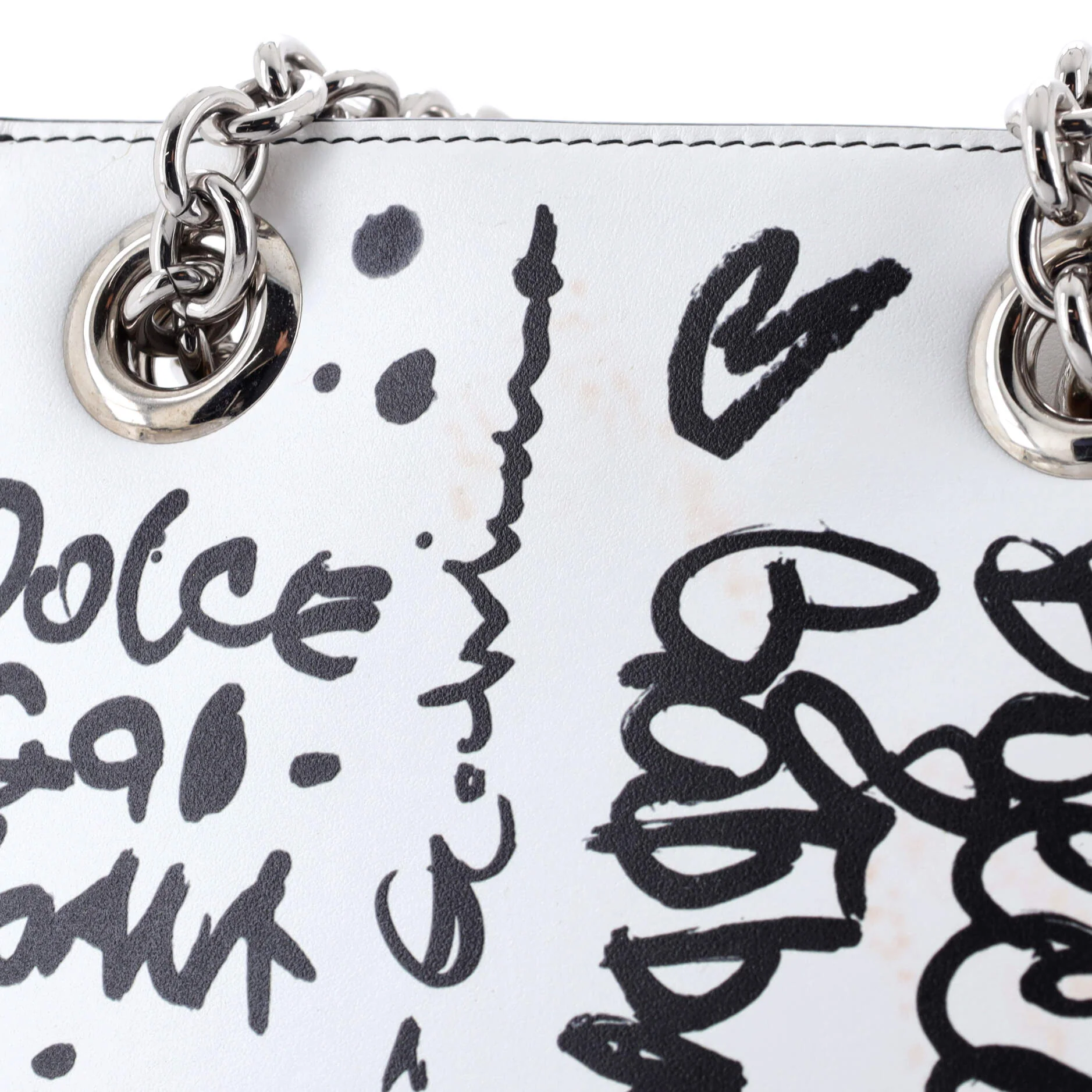 3.5 Chain Bucket Bag Graffiti Printed Leather - Image 7