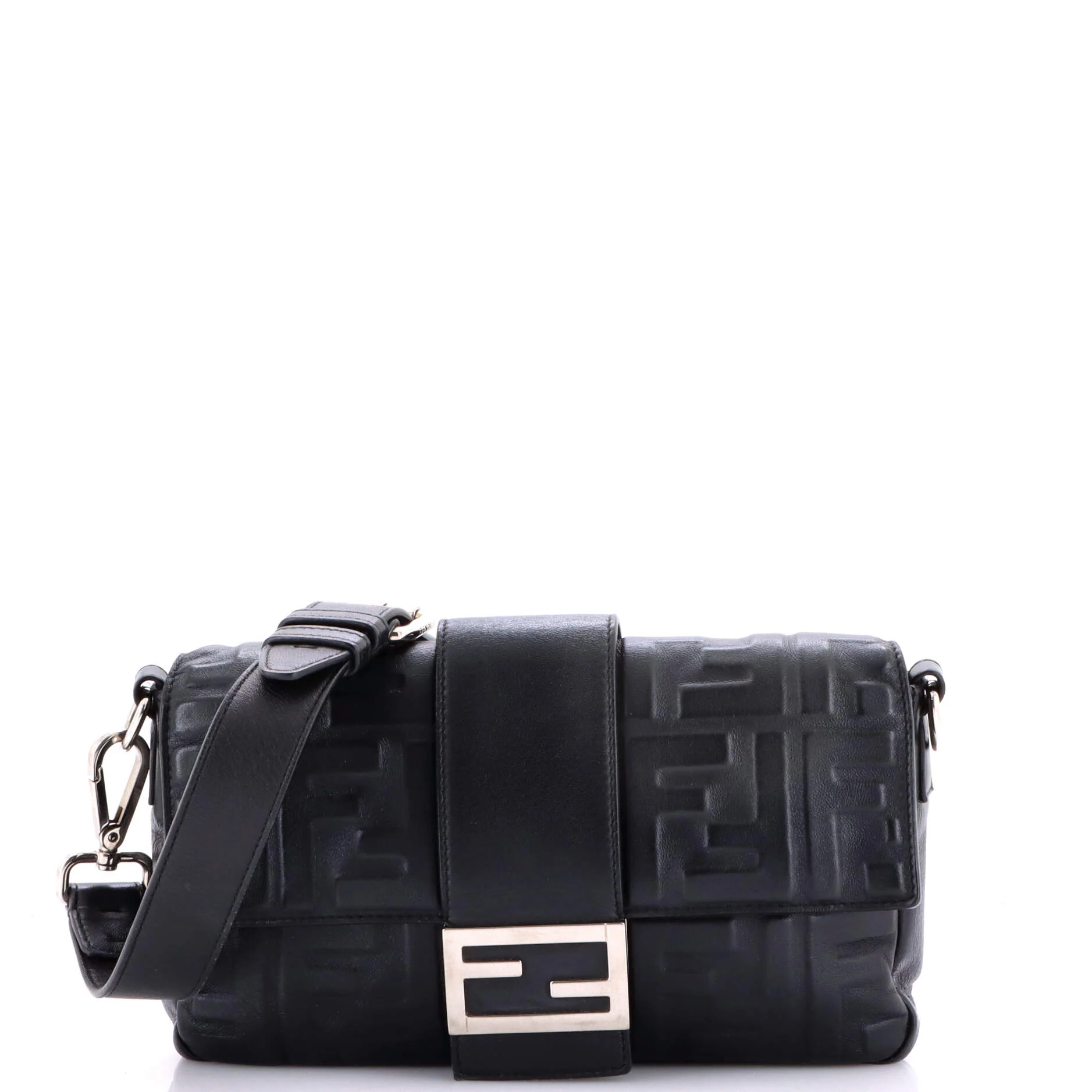 Baguette Convertible Belt Bag Zucca Embossed Leather Medium
