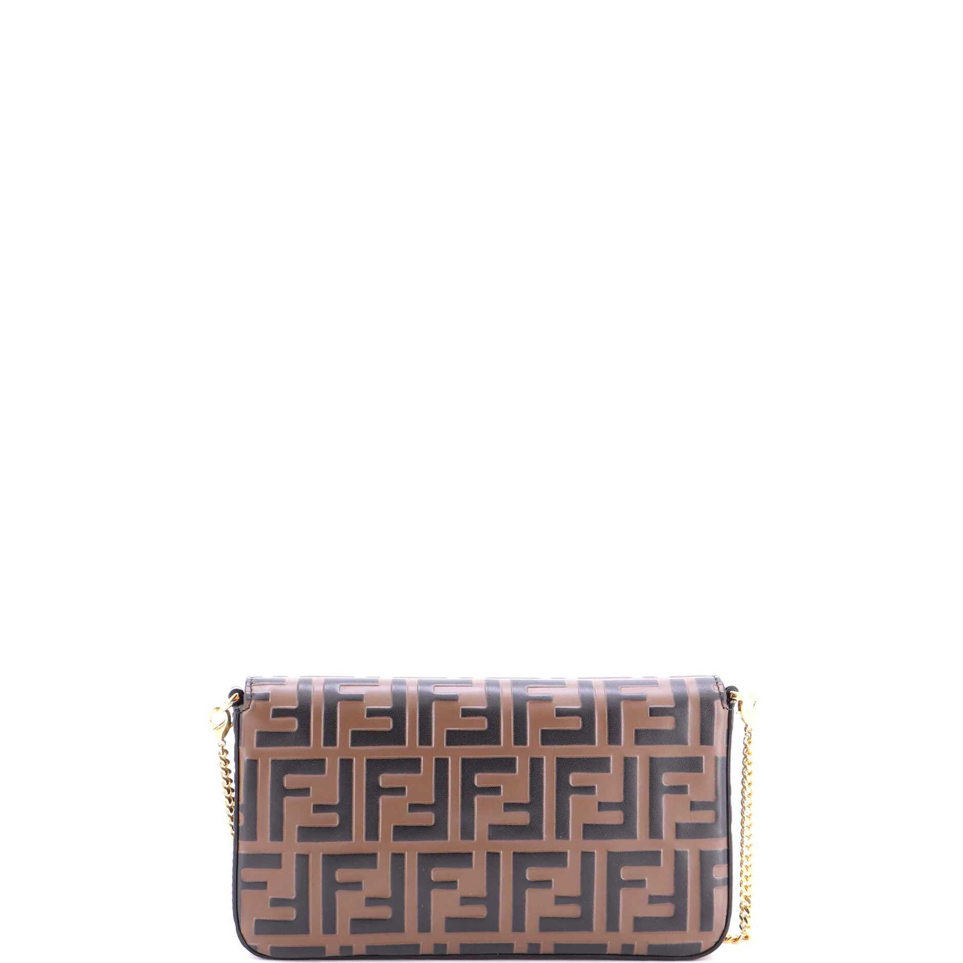 F is Fendi Envelope Clutch on Chain Zucca Embossed Leather - Image 4