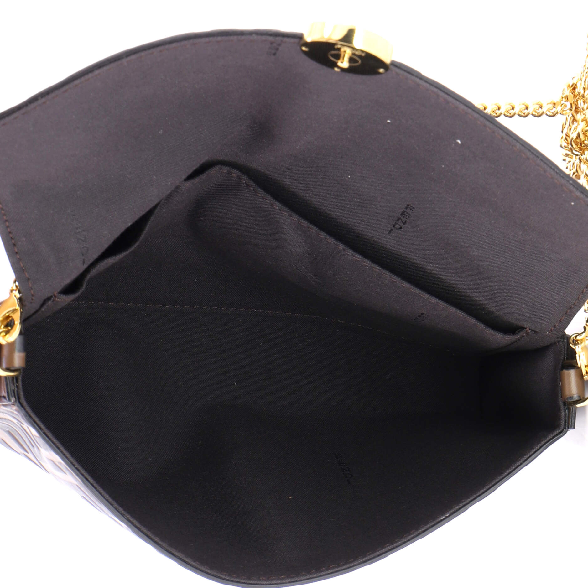 F is Fendi Envelope Clutch on Chain Zucca Embossed Leather - Image 6