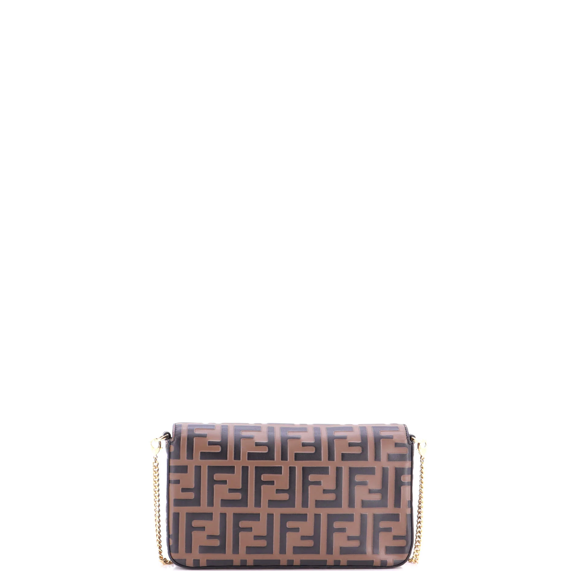 F is Fendi Envelope Clutch on Chain Zucca Embossed Leather - Image 4