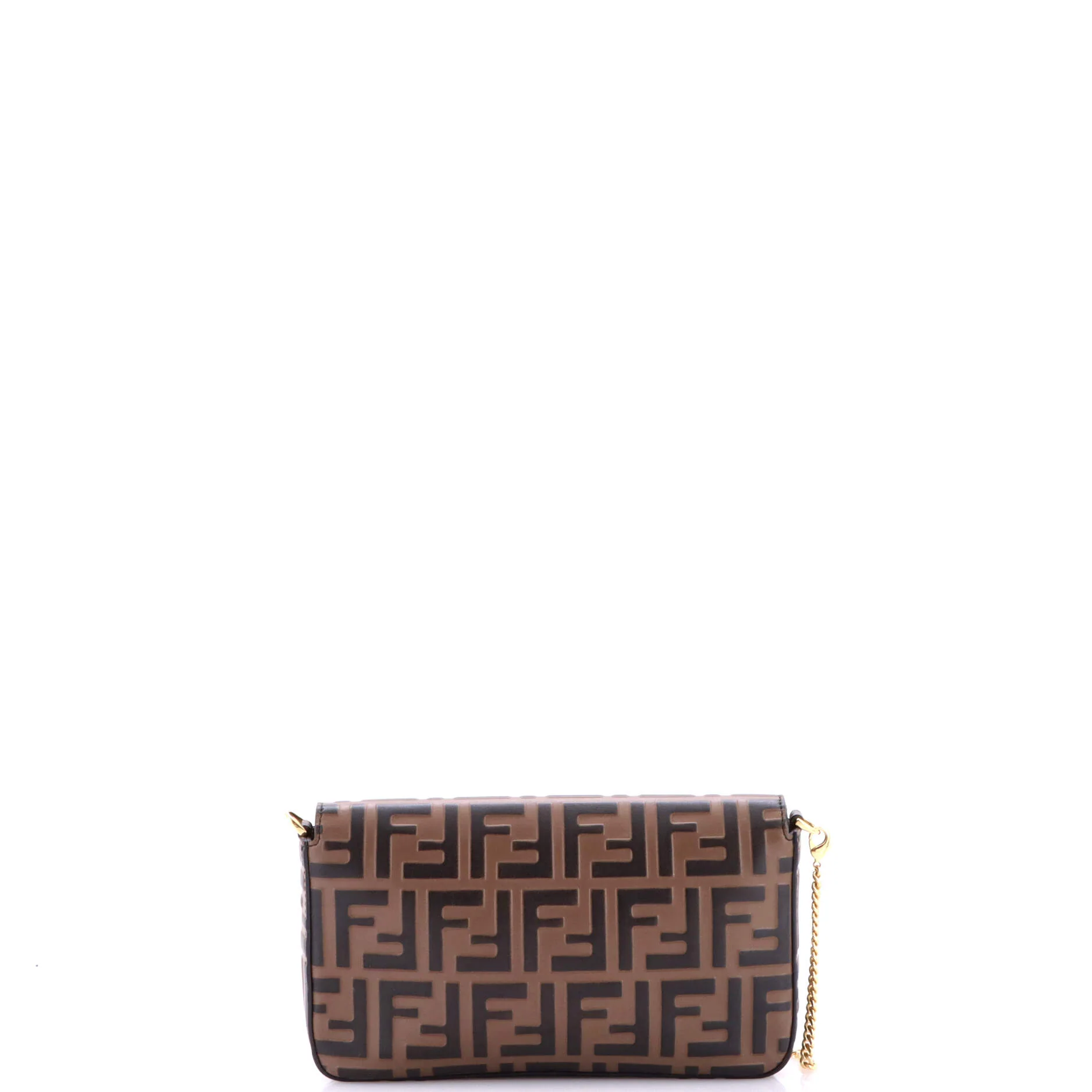 F is Fendi Envelope Clutch on Chain Zucca Embossed Leather - Image 4