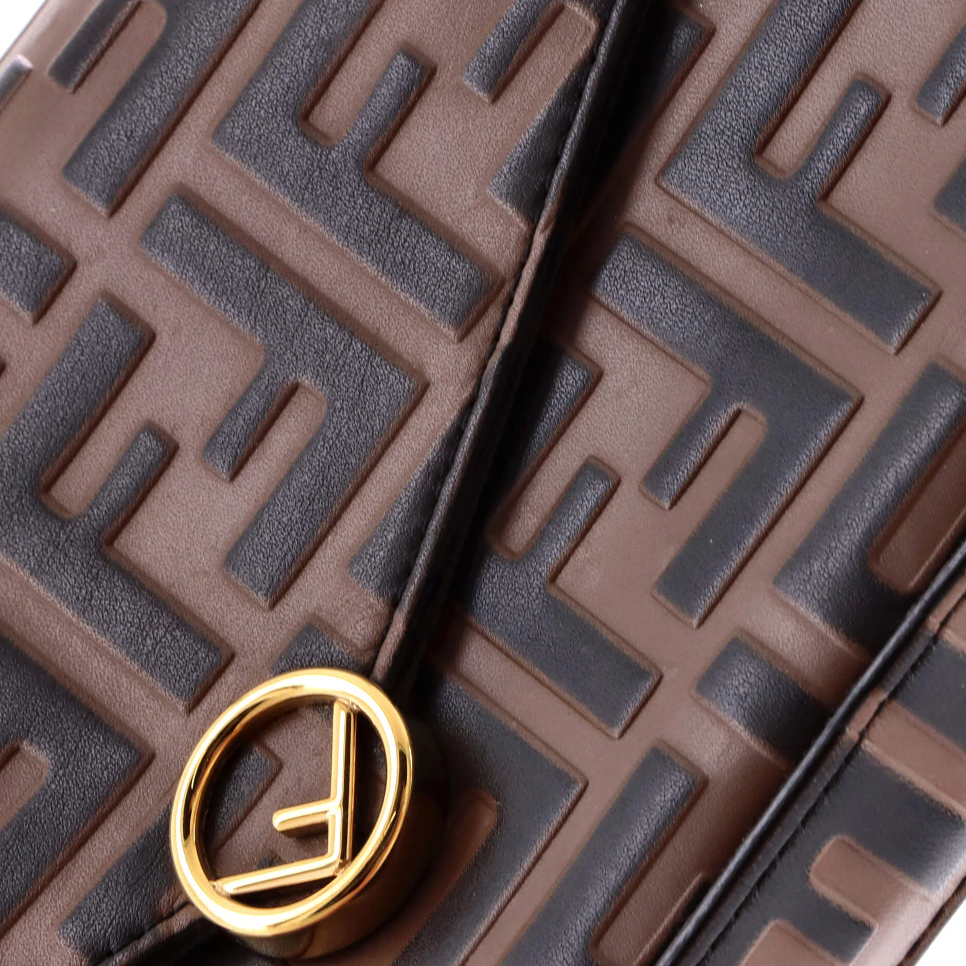 F is Fendi Envelope Clutch on Chain Zucca Embossed Leather - Image 7