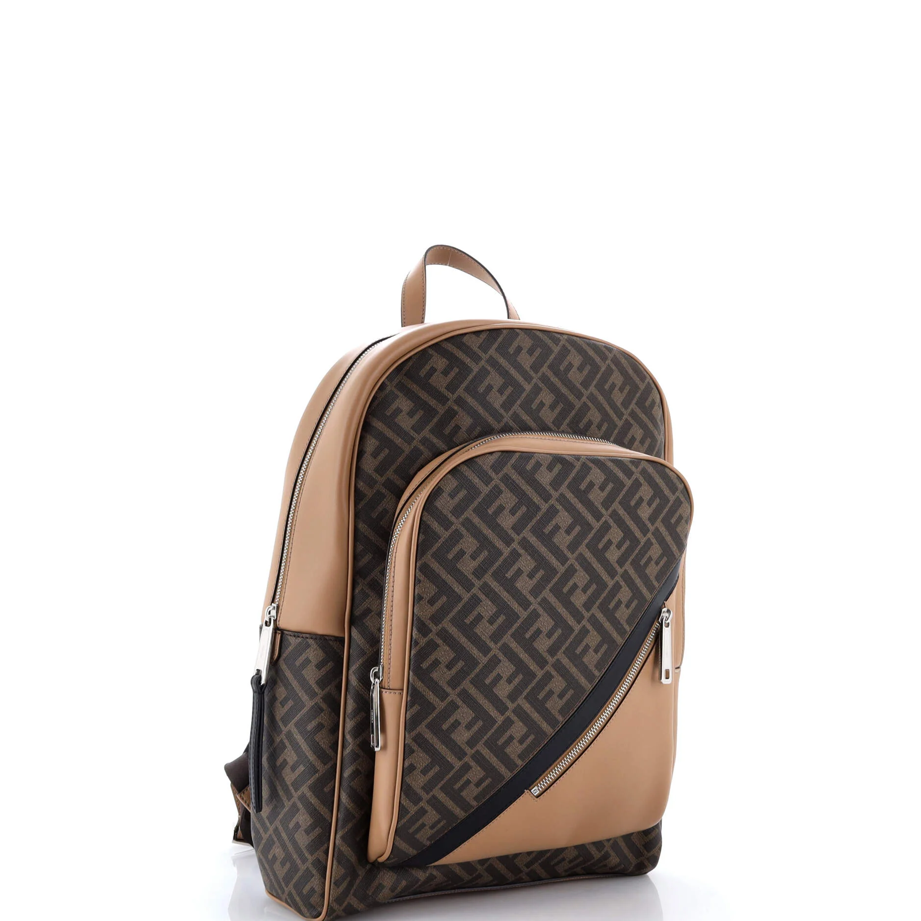 Front Pocket Chiodo Backpack Zucca Coated Canvas with Leather Large - Image 2