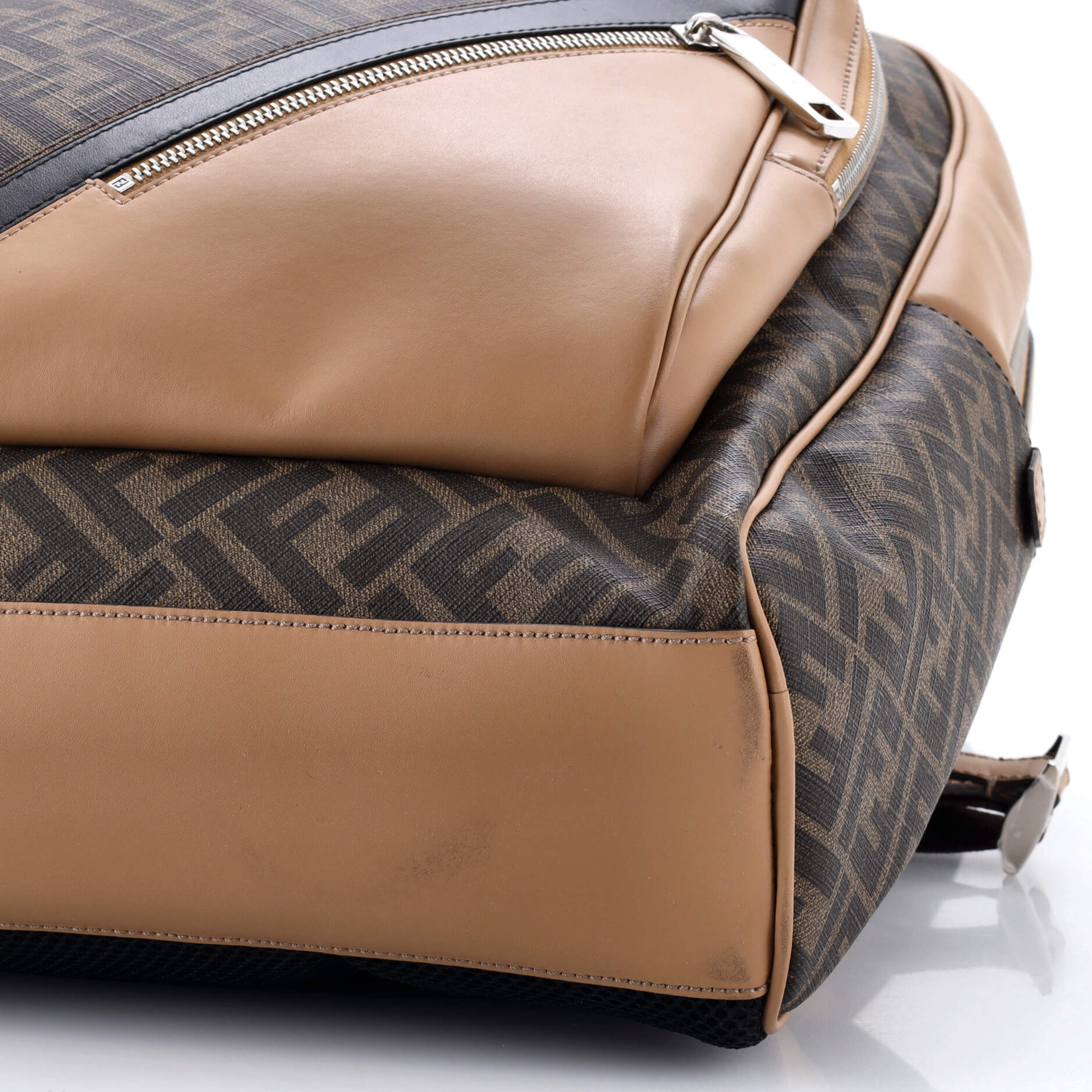 Front Pocket Chiodo Backpack Zucca Coated Canvas with Leather Large - Image 6