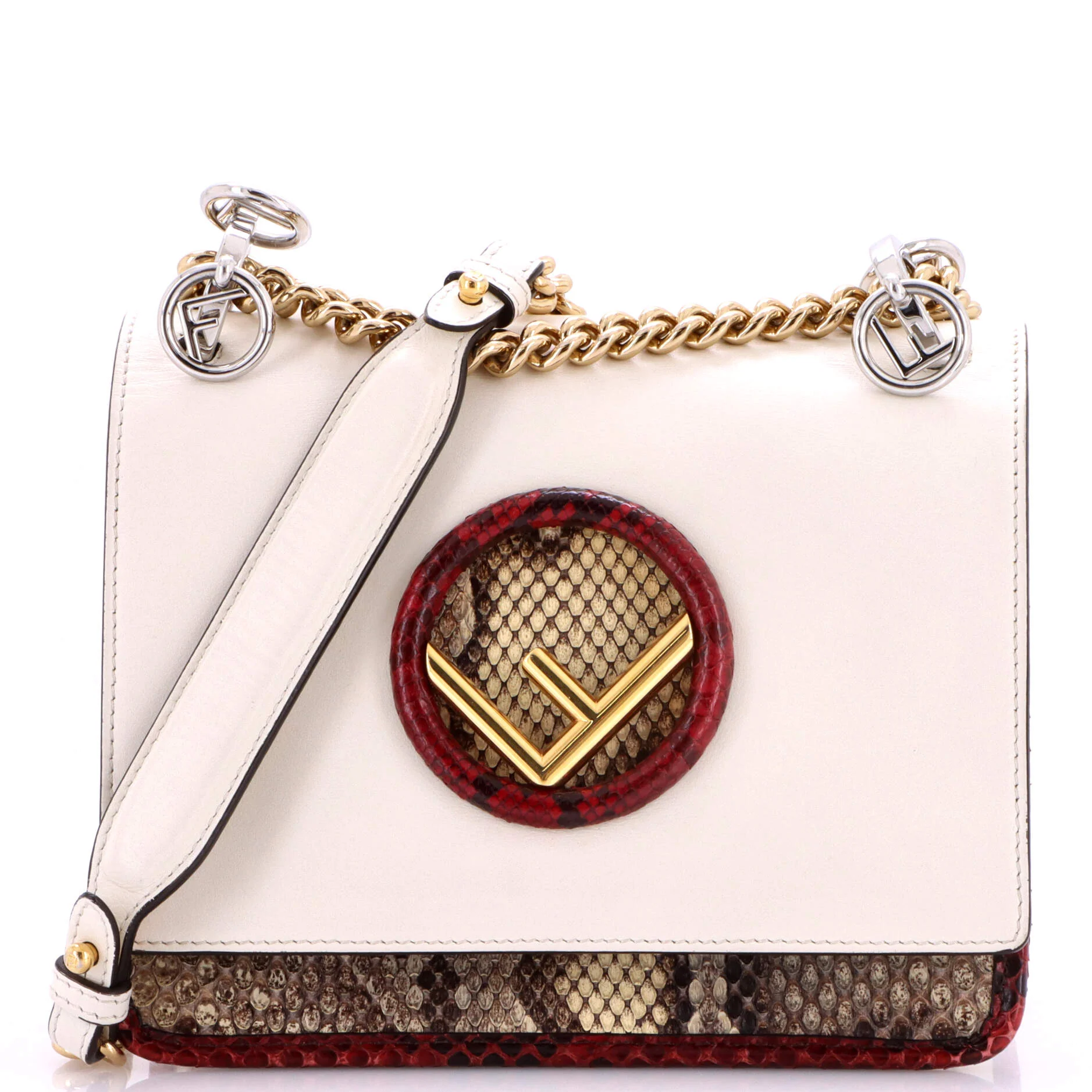 Kan I F Shoulder Bag Leather and Python Small