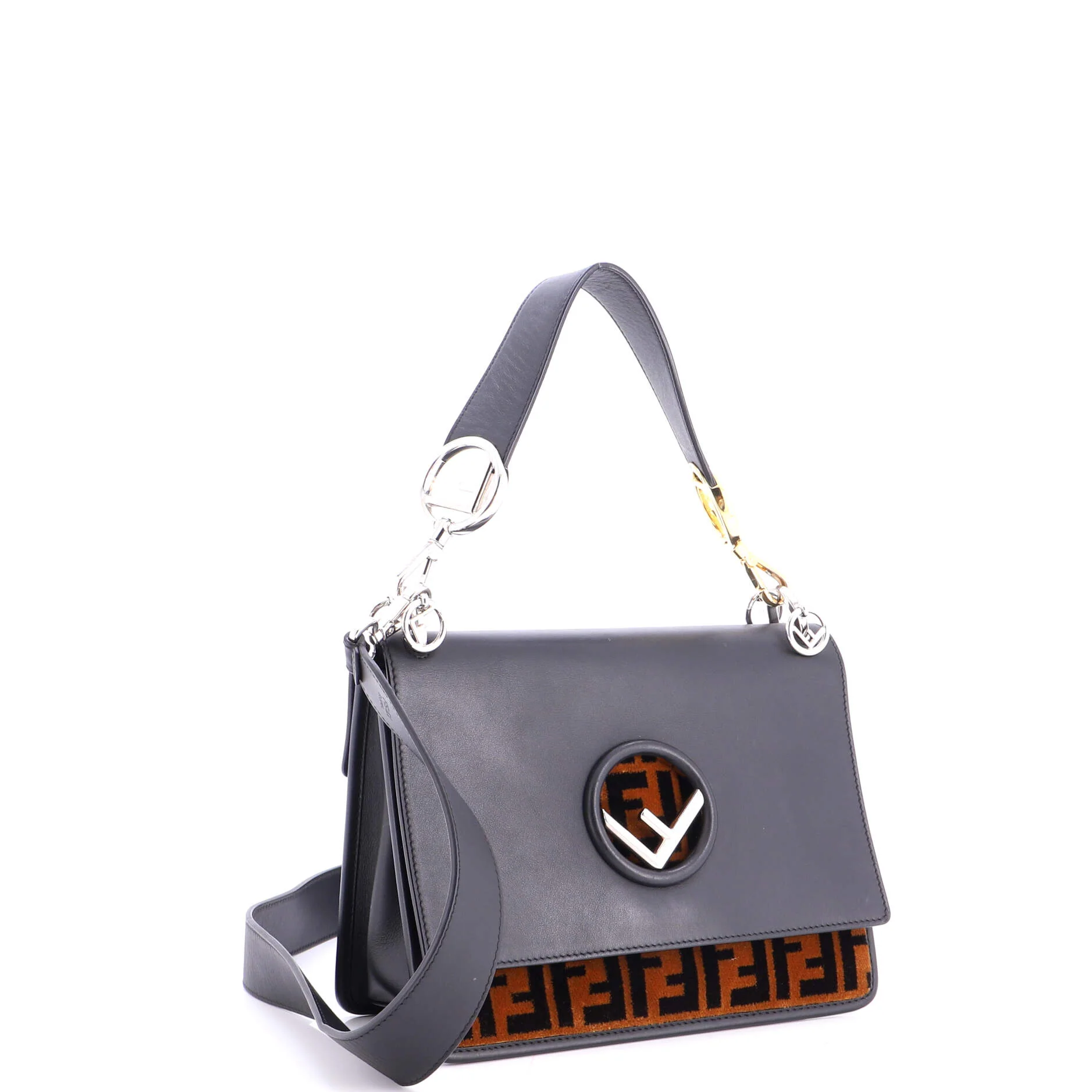 Kan I F Shoulder Bag Leather and Zucca Velvet Medium - Image 2