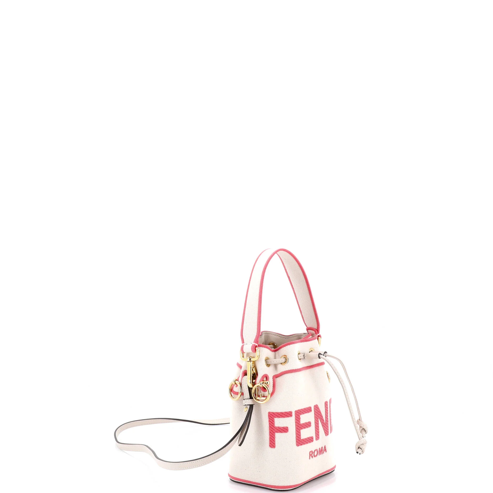 Logo Mon Tresor Bucket Bag Embroidered Canvas Mini - Image 2