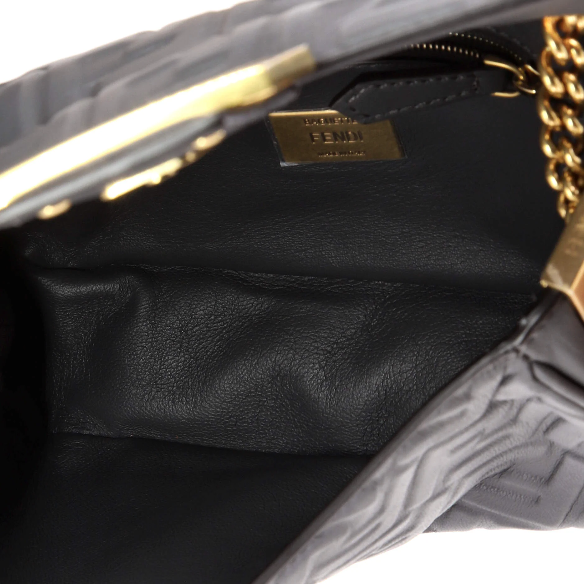 Midi Baguette Chain Bag Zucca Embossed Leather Medium - Image 5