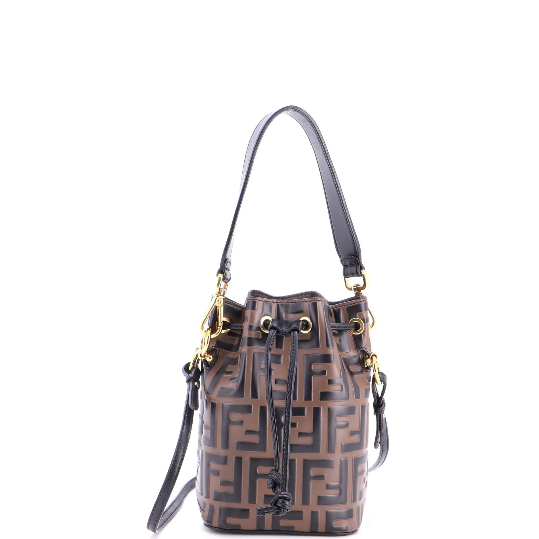 Mon Tresor Bucket Bag Zucca Embossed Leather Mini