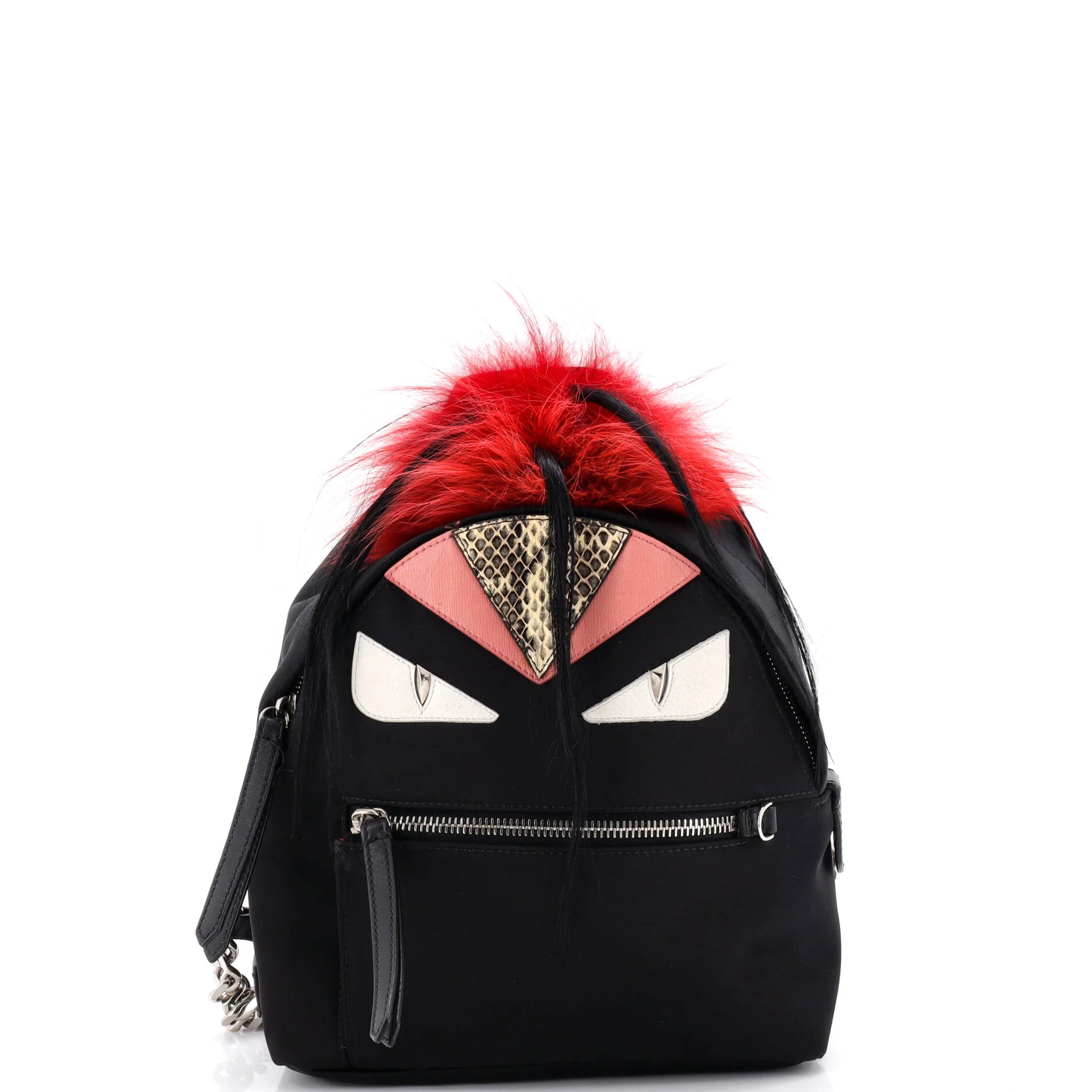 Monster Backpack Nylon with Leather and Fur Mini