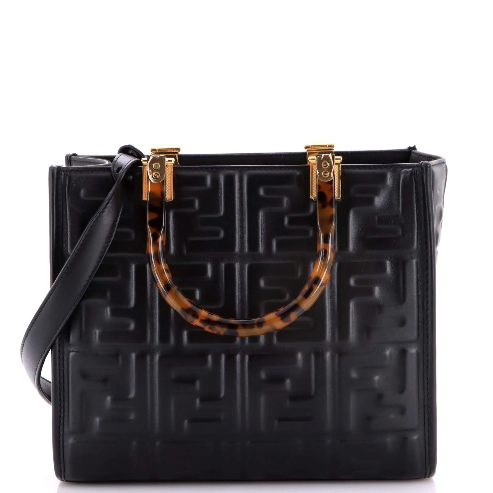 Sunshine Shopper Tote Zucca Embossed Leather Small
