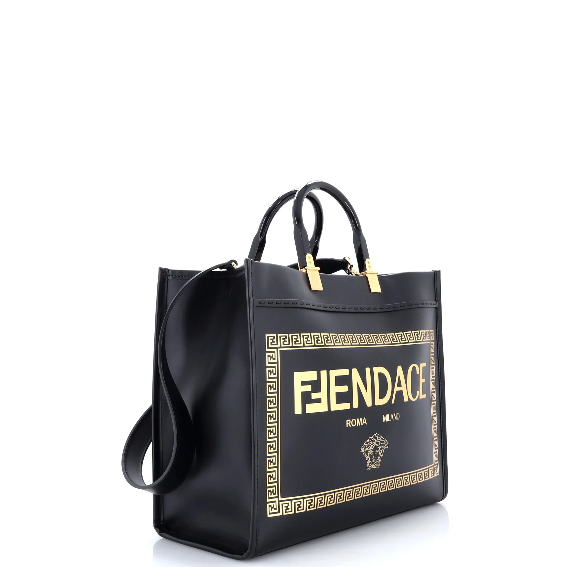 x Versace Fendace Convertible Sunshine Shopper Tote Printed Leather Medium - Image 2
