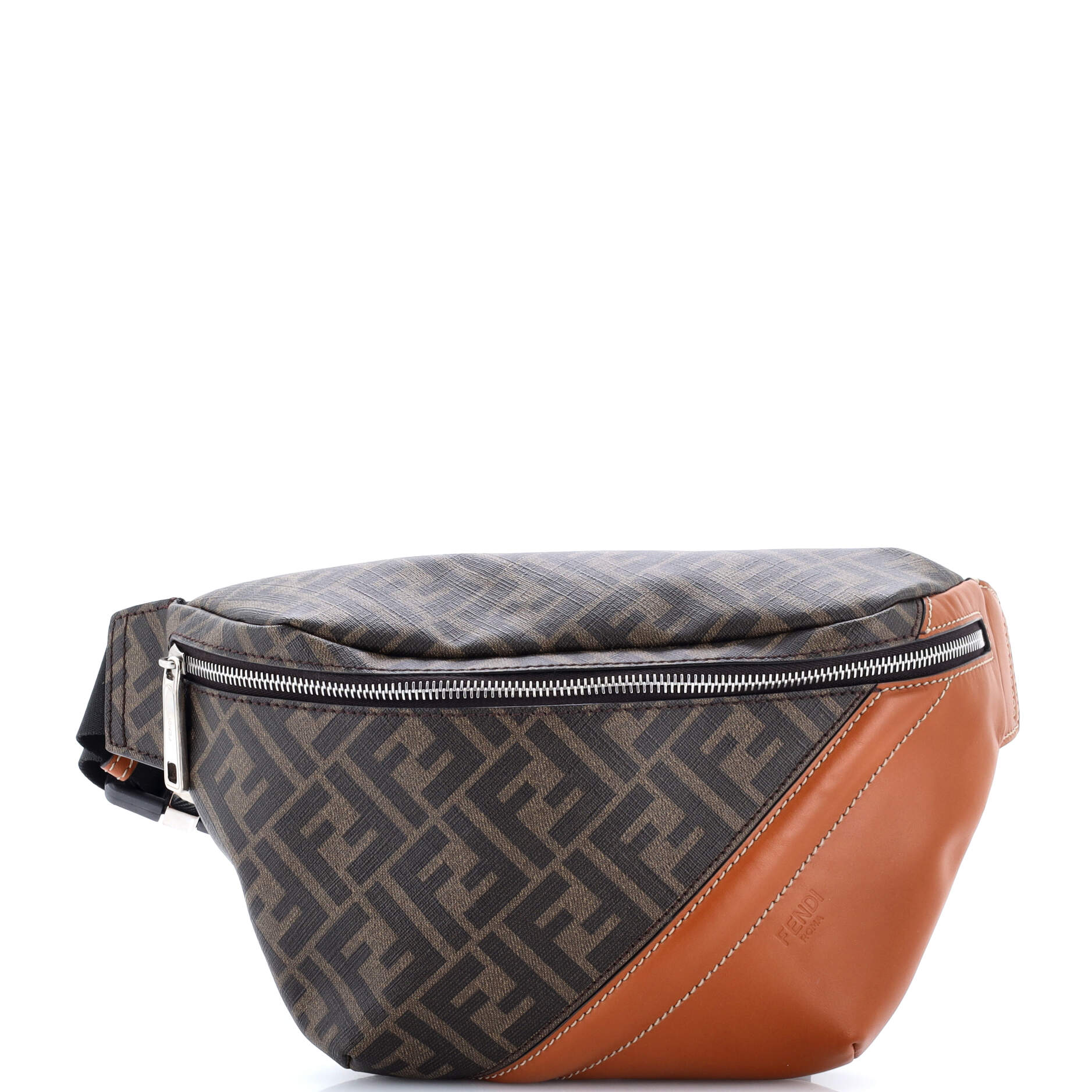 Zip Belt Bag Zucca Coated Canvas and Leather