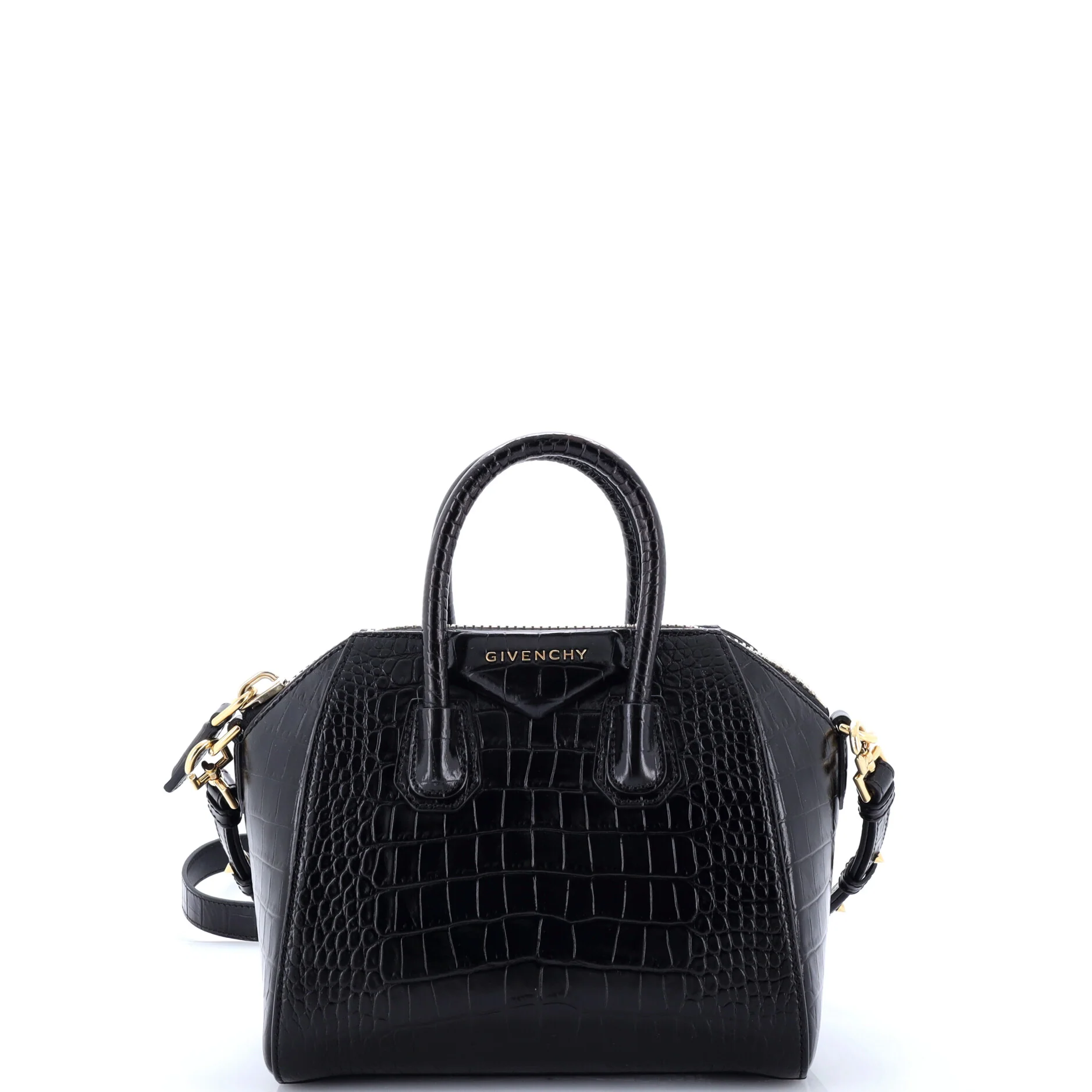 Antigona Bag Crocodile Embossed Leather Mini