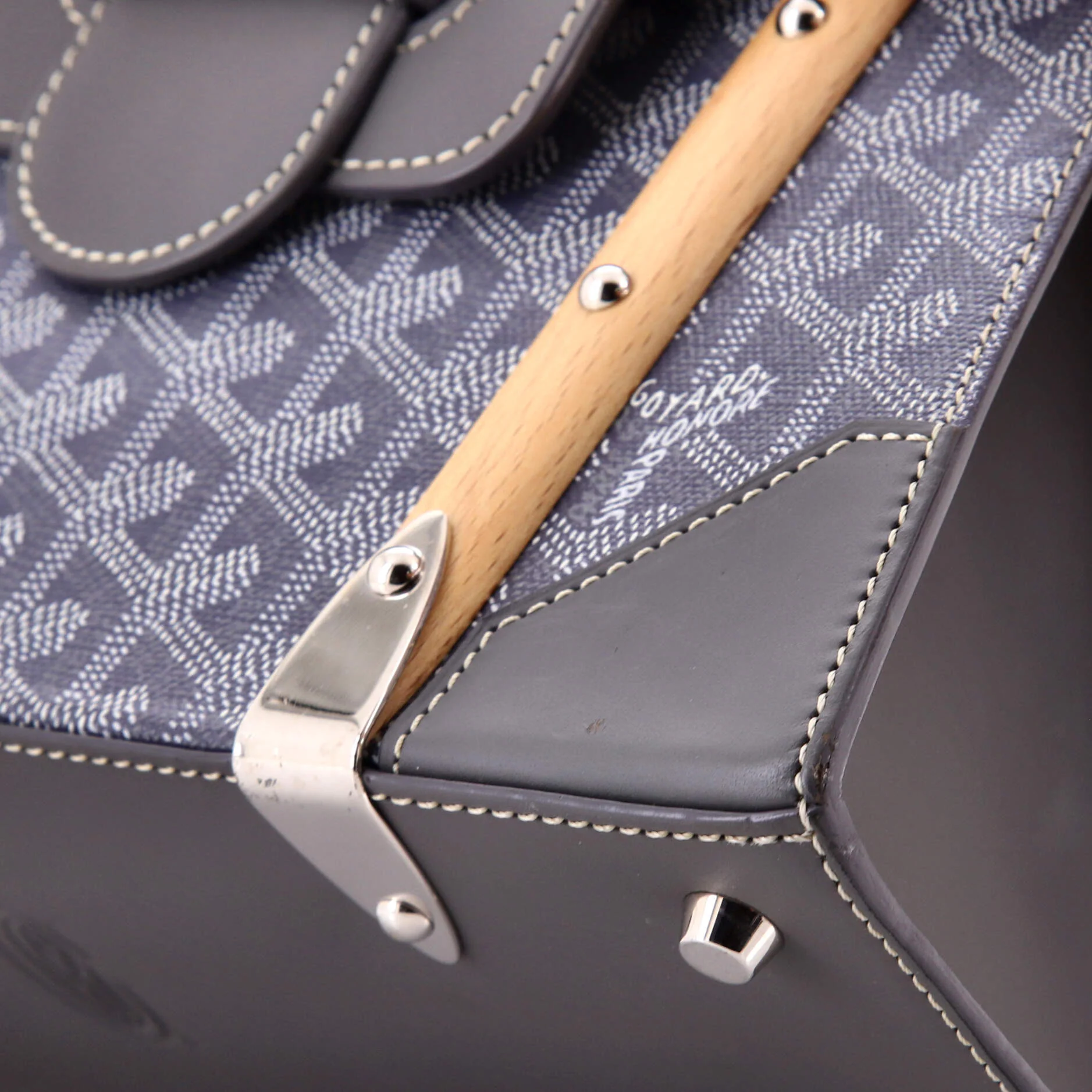 Saigon Top Handle Bag Coated Canvas with Leather PM - Image 7
