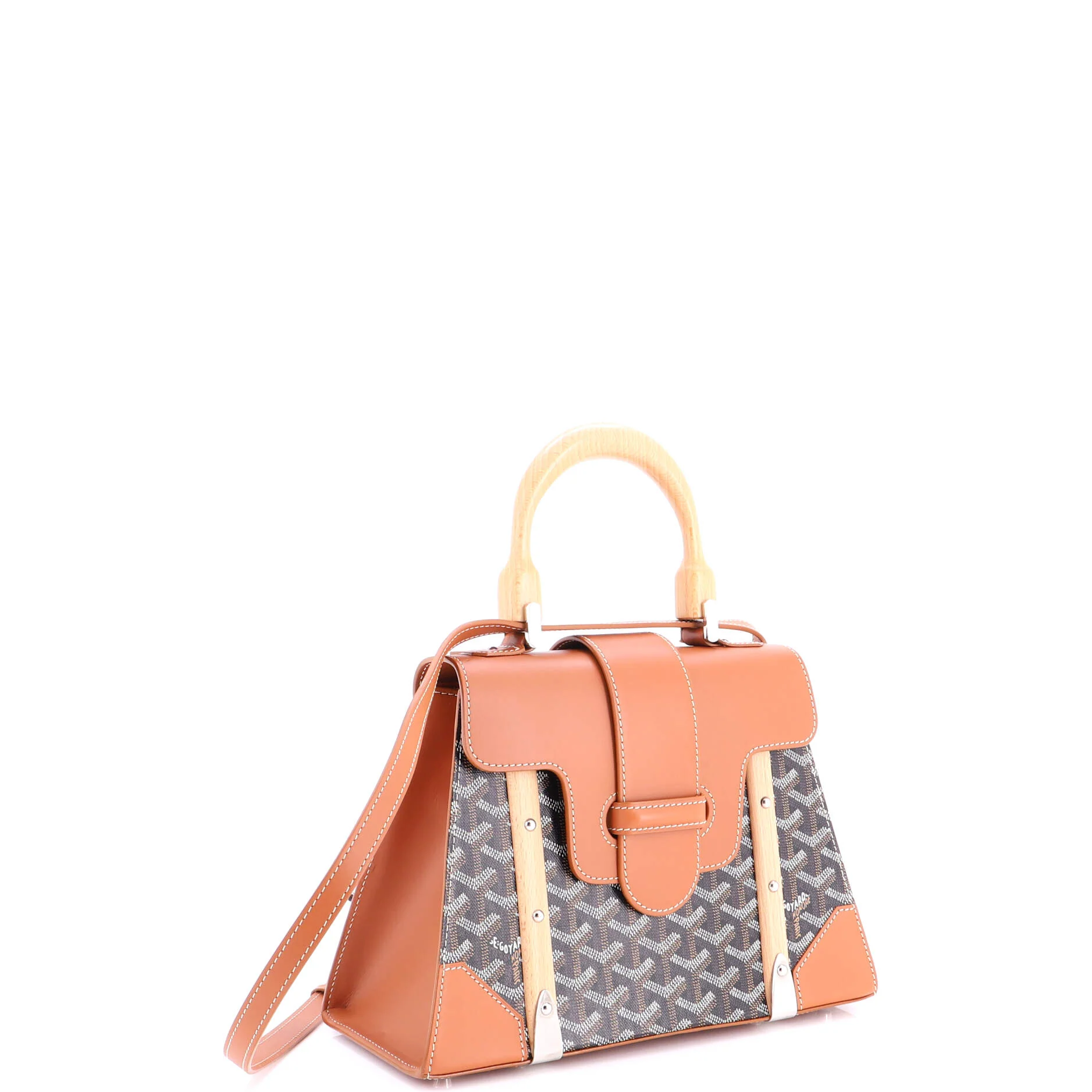 Saigon Top Handle Bag Coated Canvas with Leather PM - Image 2