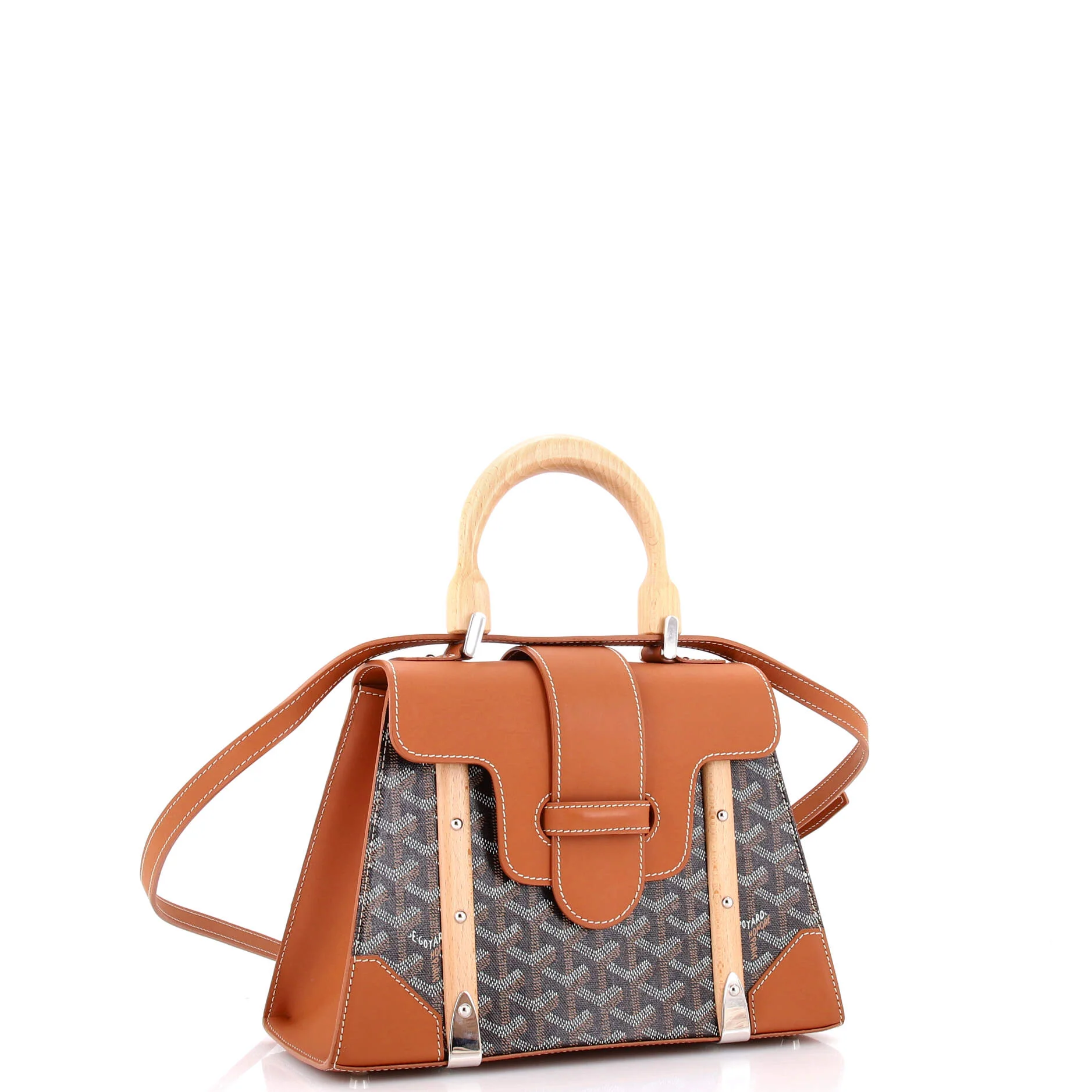 Saigon Top Handle Bag Coated Canvas with Leather PM - Image 2