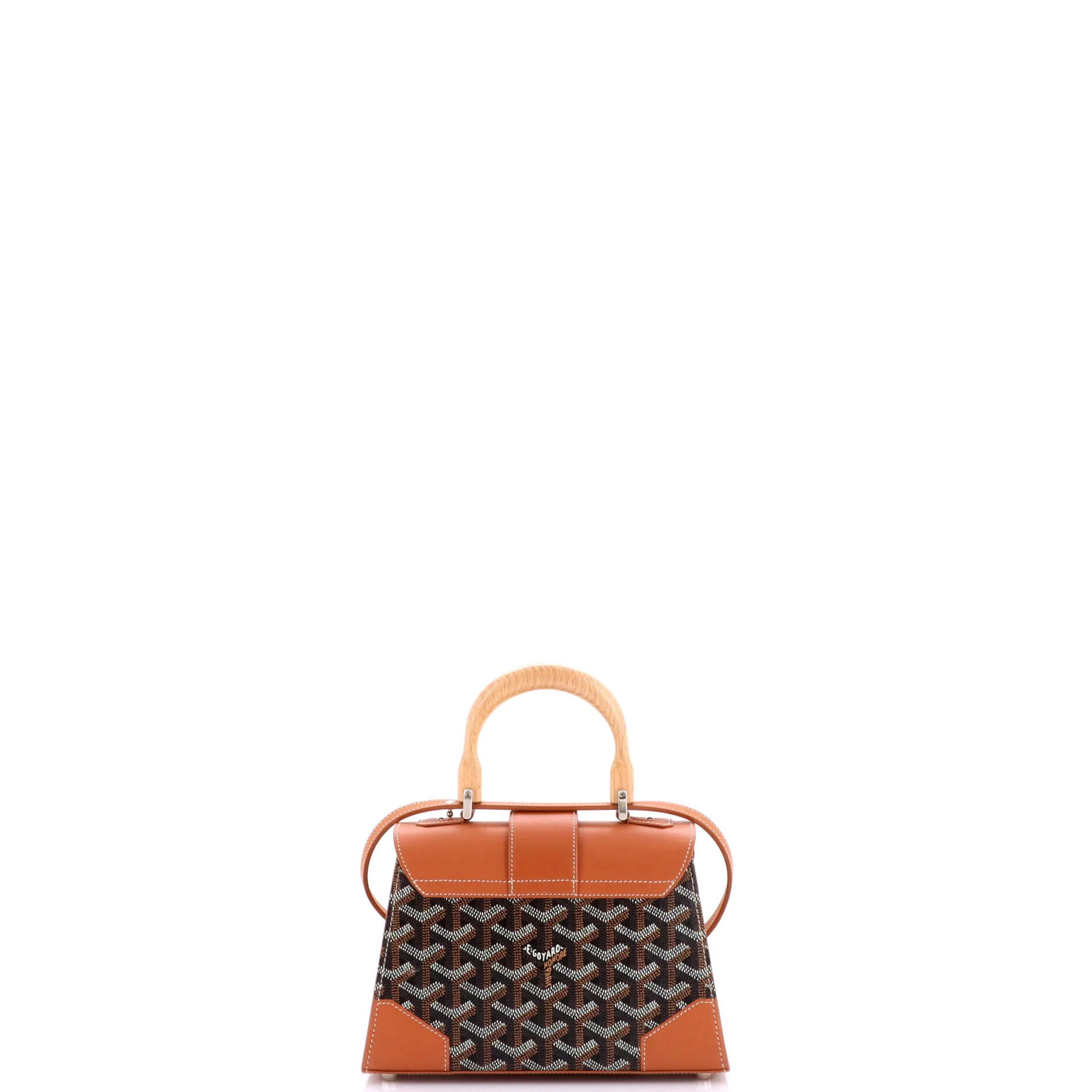 Structured Saigon Top Handle Bag Coated Canvas with Leather Mini - Image 3