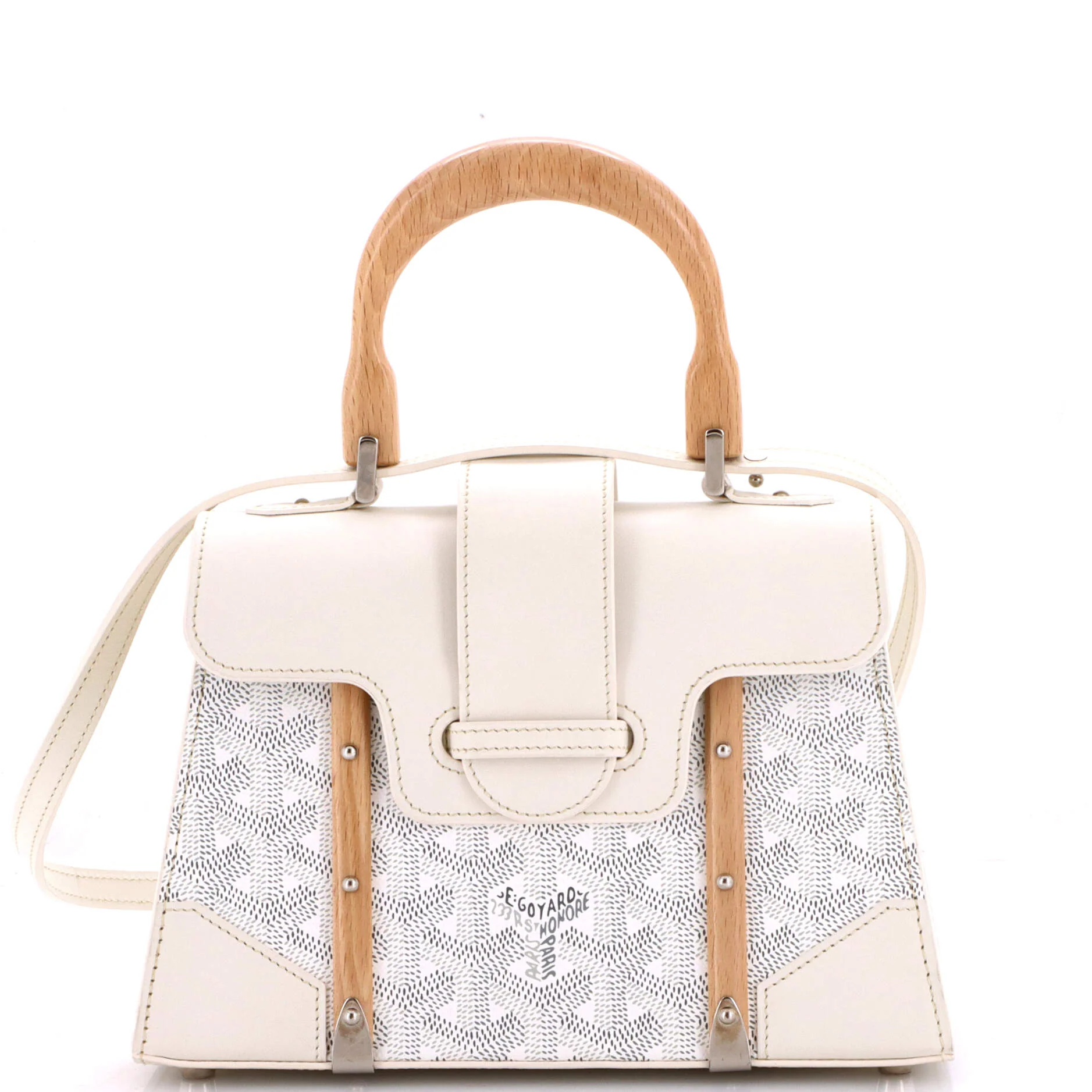 Structured Saigon Top Handle Bag Coated Canvas with Leather Mini